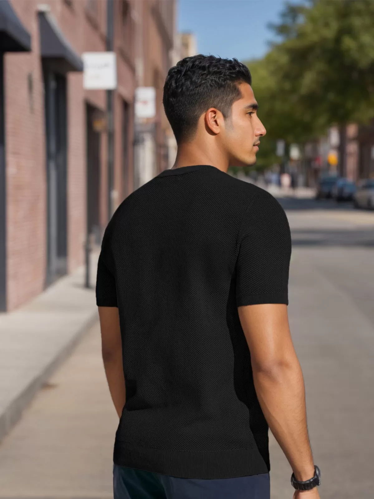 Solid Round Neck Short Sleeve T-shirt, 2 of 5