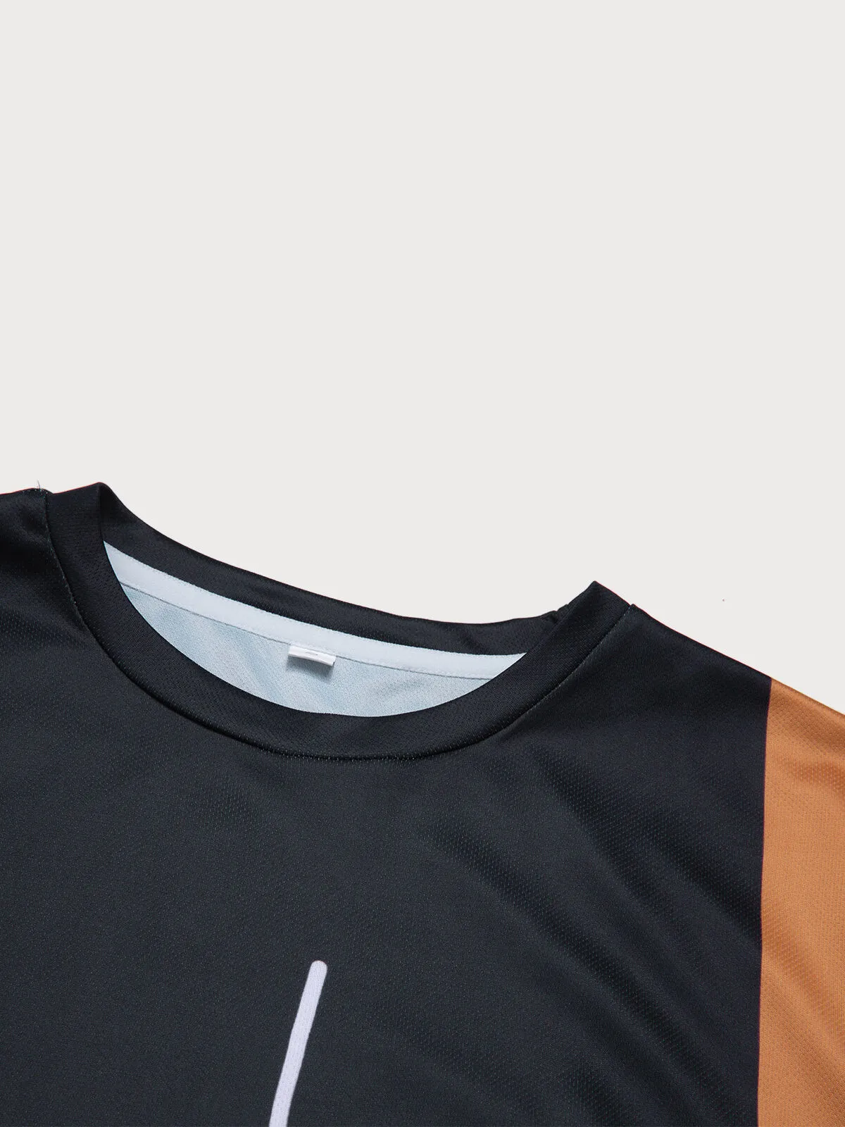 Colorblock Regular Short Sleeves T-shirt & Colorblock Drawstring Waist Shorts, 4 of 9