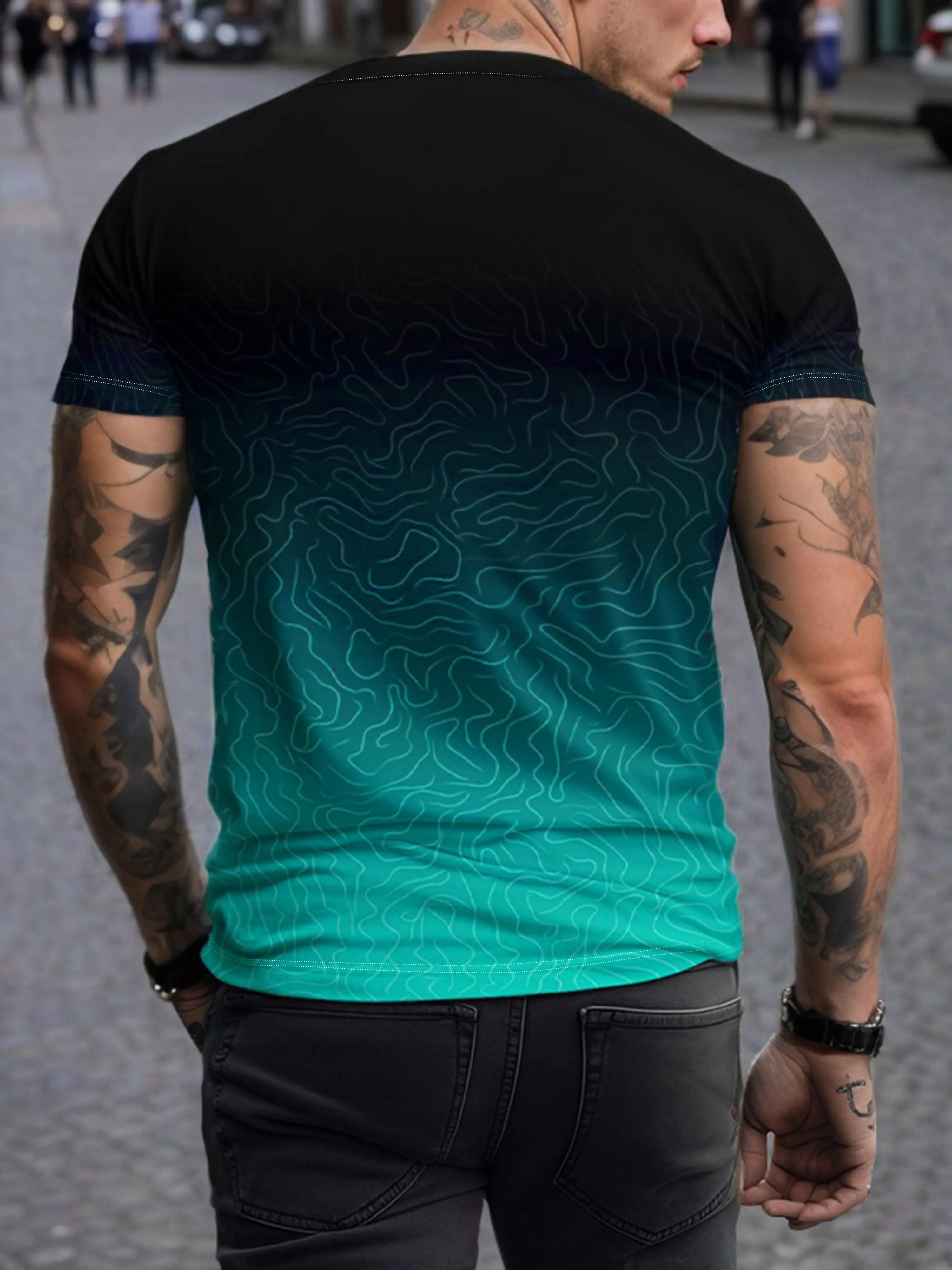 Gradient Round Neck Regular T-shirt, 2 of 9