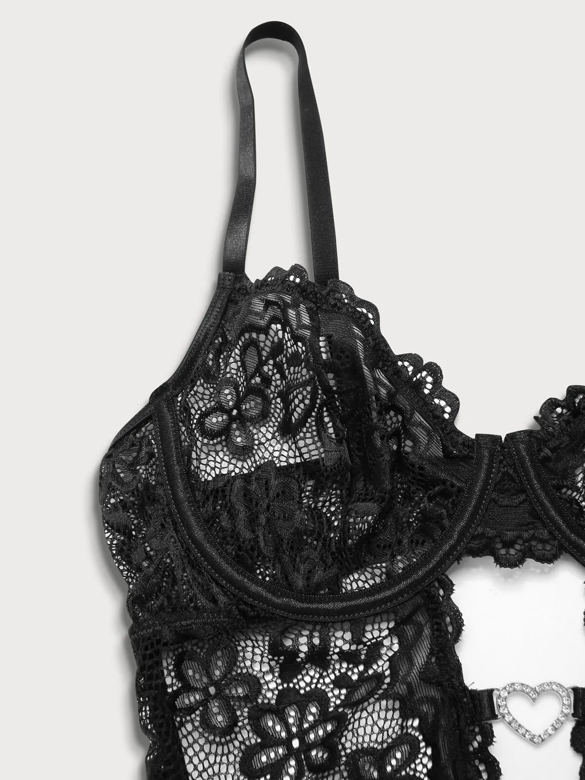 2pcs Set Solid Lace Sexy Lingerie Set, 7 of 9