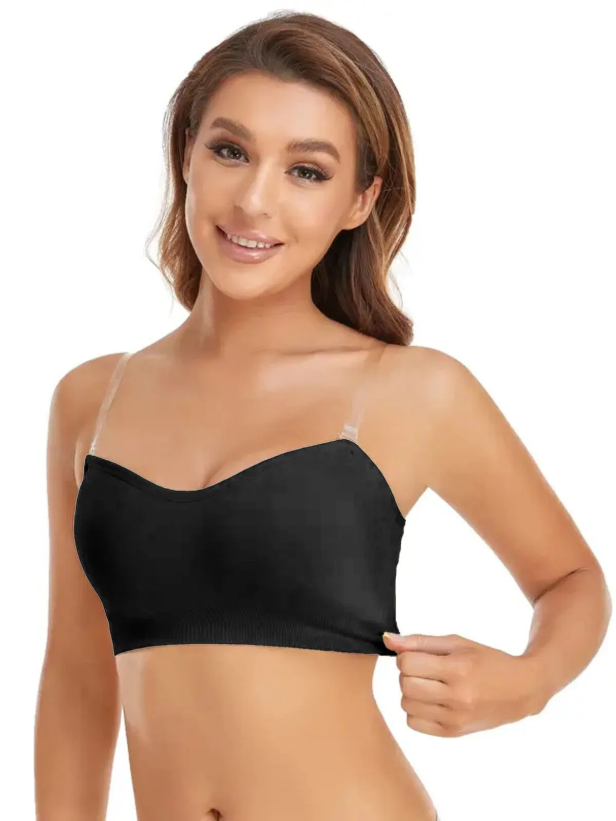 1pc Non-Slip Silicone Padded Strapless Wireless Tube Top Solid Rib-knit Bras, 4 of 12