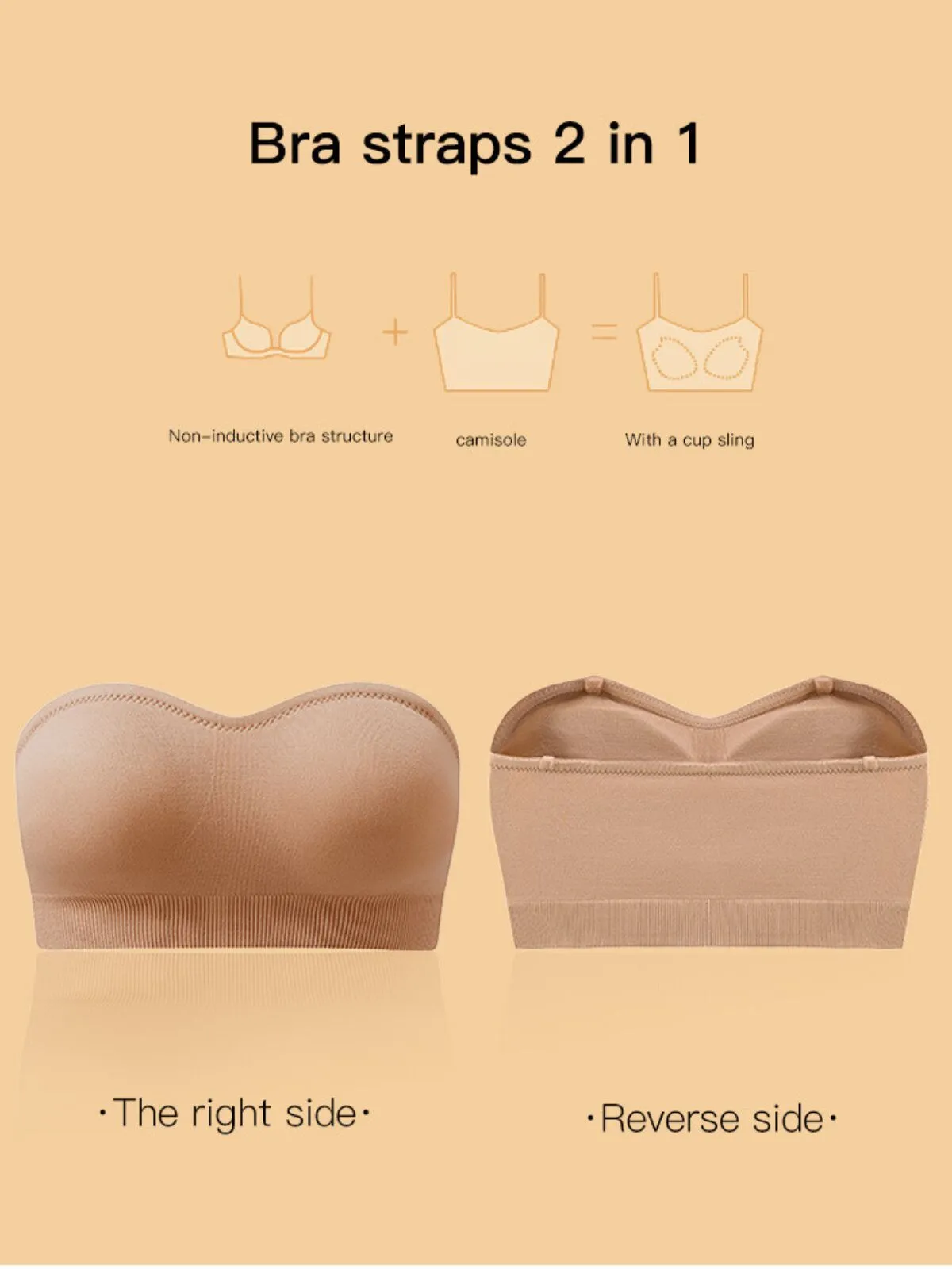 1pc Non-Slip Silicone Padded Strapless Wireless Tube Top Solid Rib-knit Bras, 9 of 12