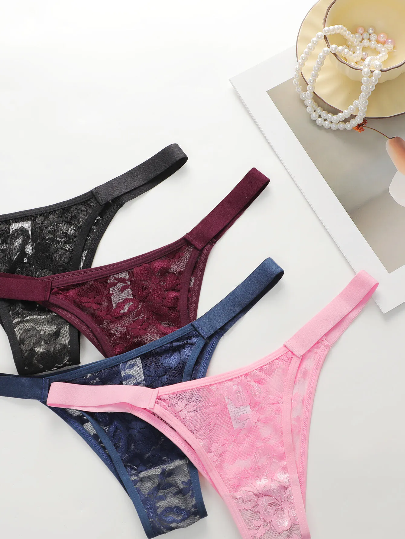 4-Pack Solid lace Sexy panties, 3 of 6