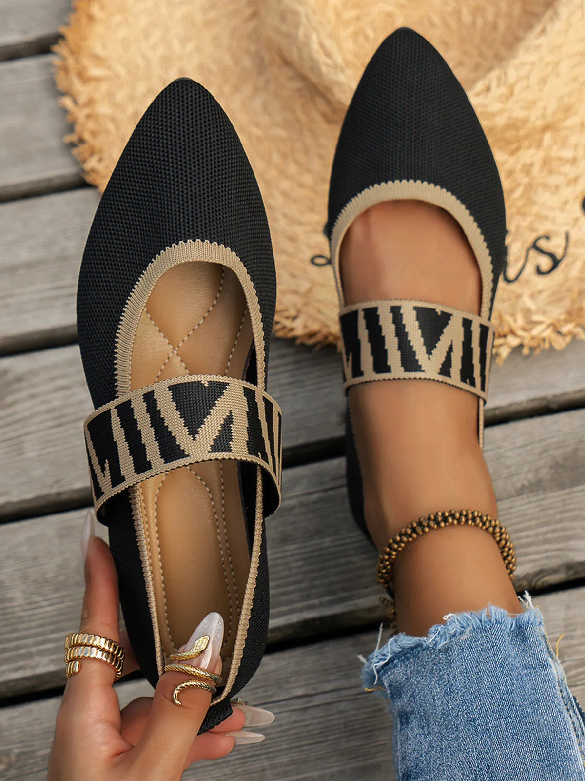 Vintage Contrast Binding Snip Toe Office Flats, 1 of 7