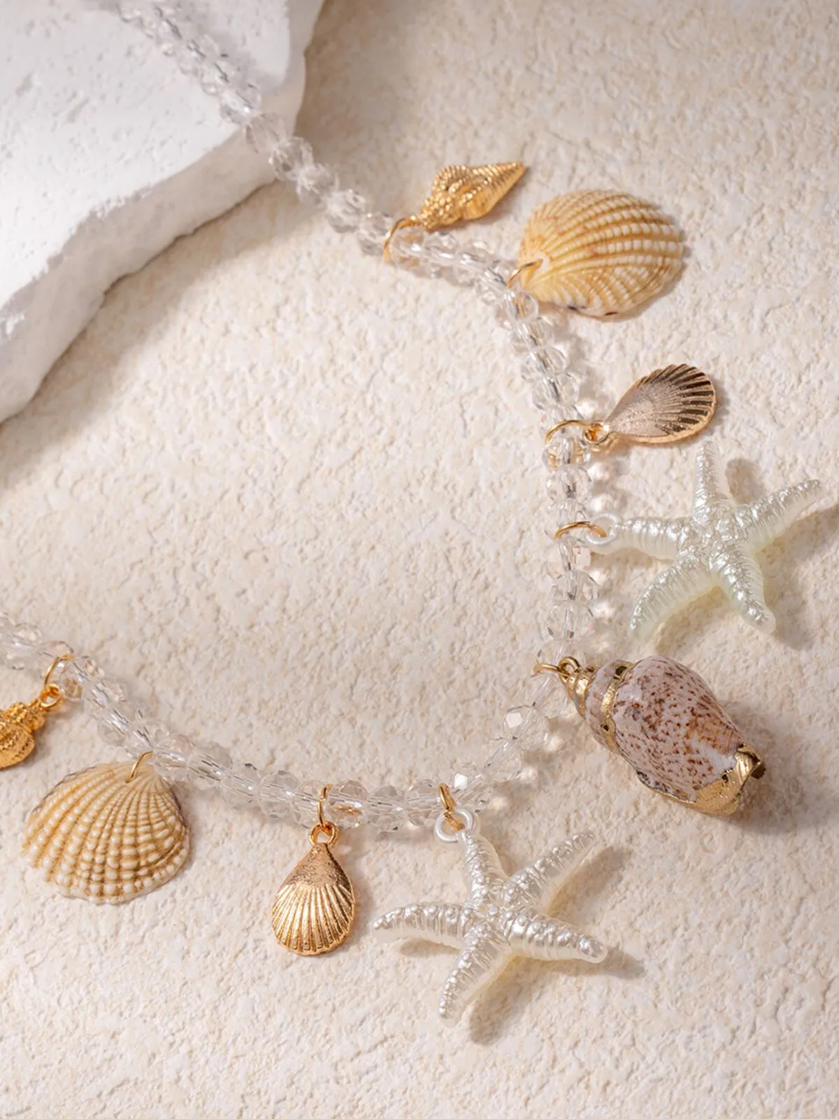 Charming Starfish Shell & Crystal Beaded Vacation Style Necklace, 4 of 5