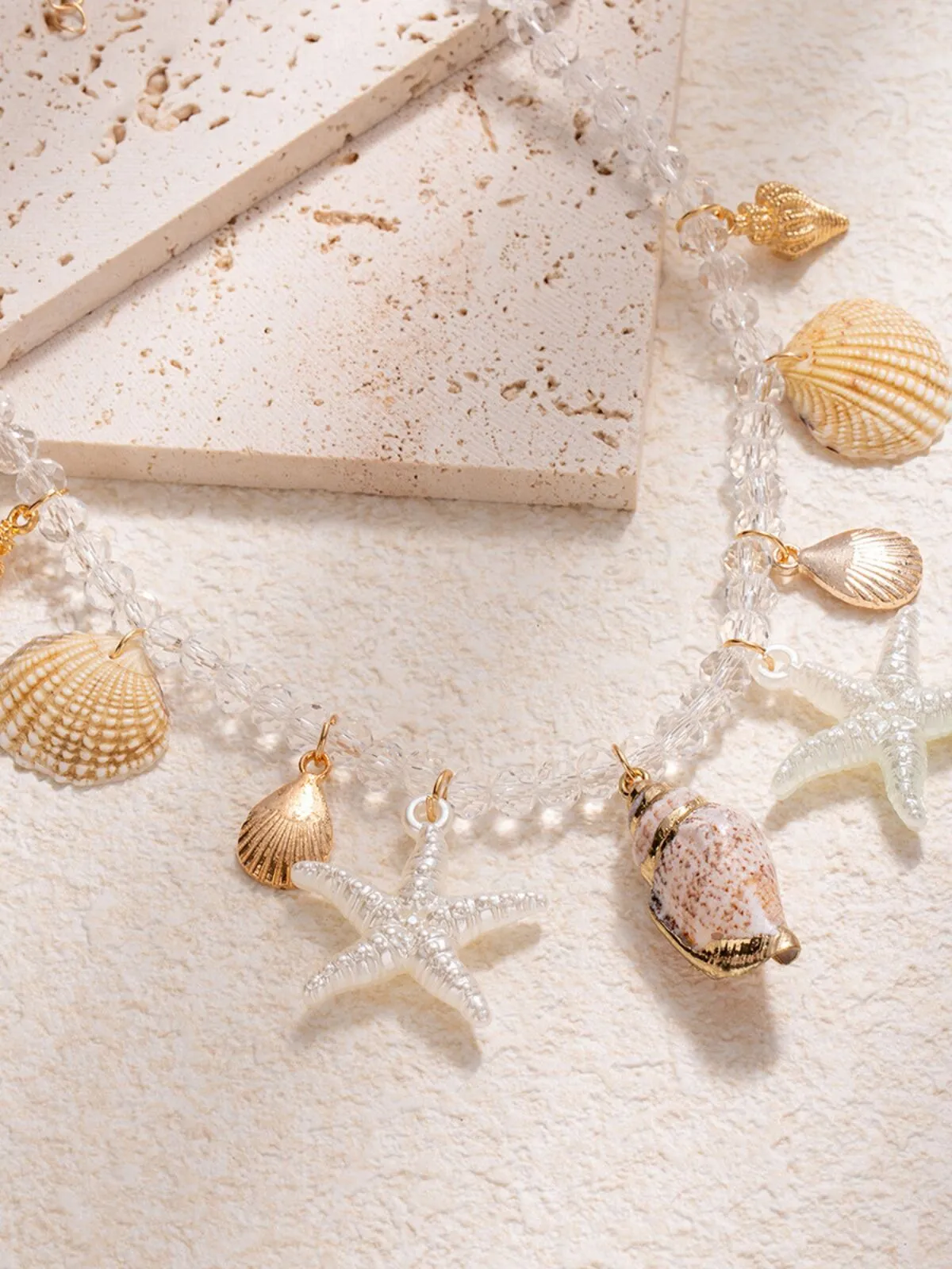 Charming Starfish Shell & Crystal Beaded Vacation Style Necklace, 5 of 5