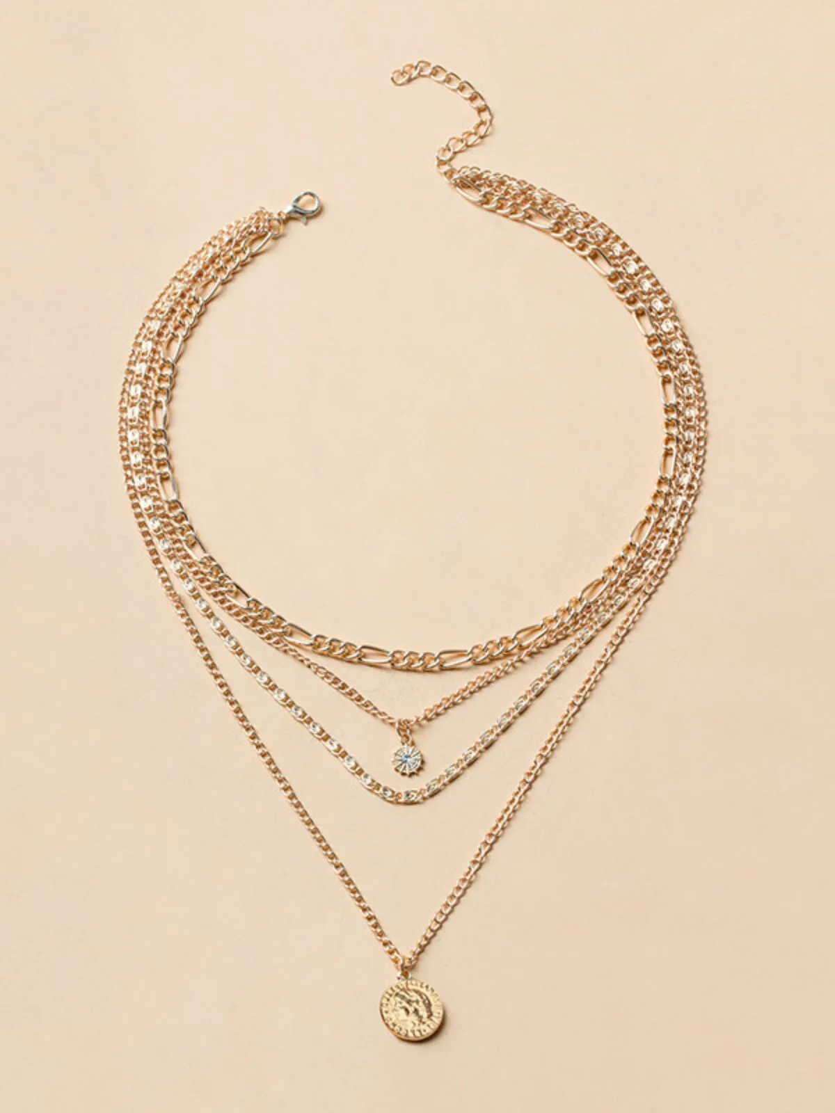 Steampunk Multi Layer Sun Coin Alloy 1pc Necklace, 3 of 4