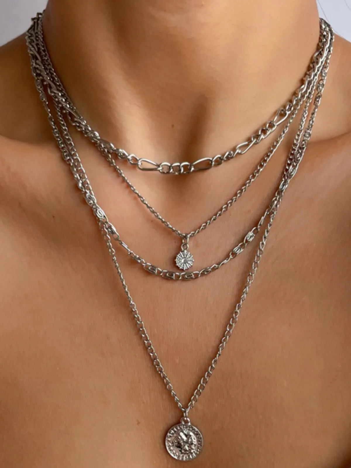 Steampunk Multi Layer Sun Coin Alloy 1pc Necklace, 1 of 2