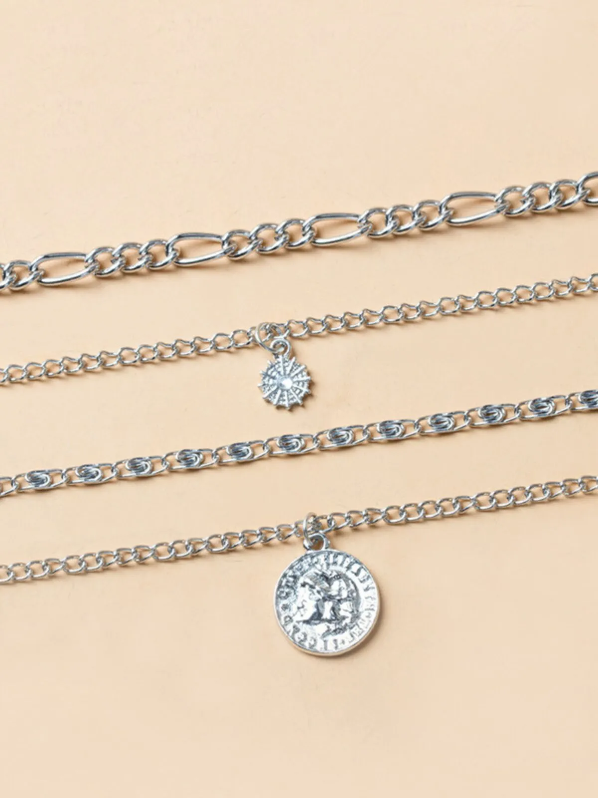 Steampunk Multi Layer Sun Coin Alloy 1pc Necklace, 2 of 2