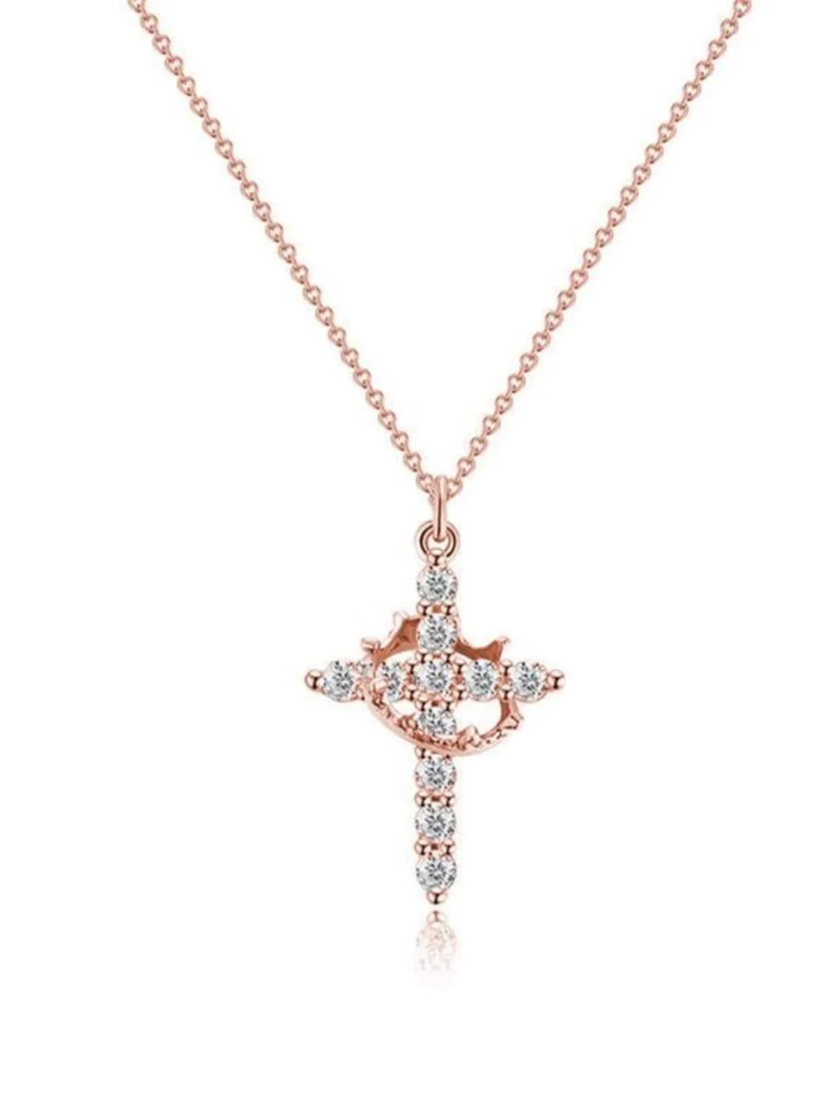 1pc Simple Crown Cross Pendant All-match Exquisite Jewelry Necklace for Women & Men, 1 of 2