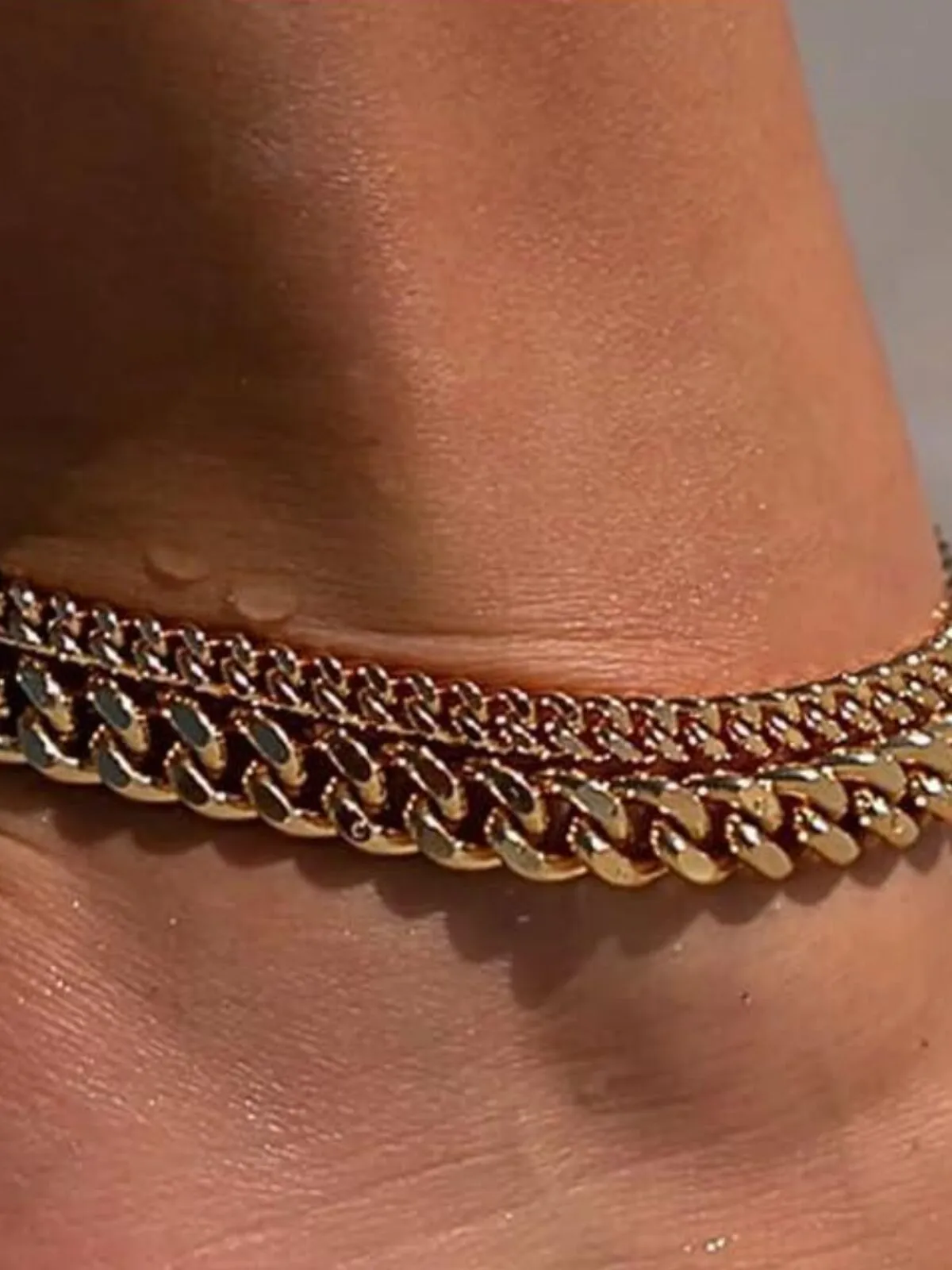 1PC Chunky Cuban Trendy Large Layer Link Chain Anklet, 3 of 3