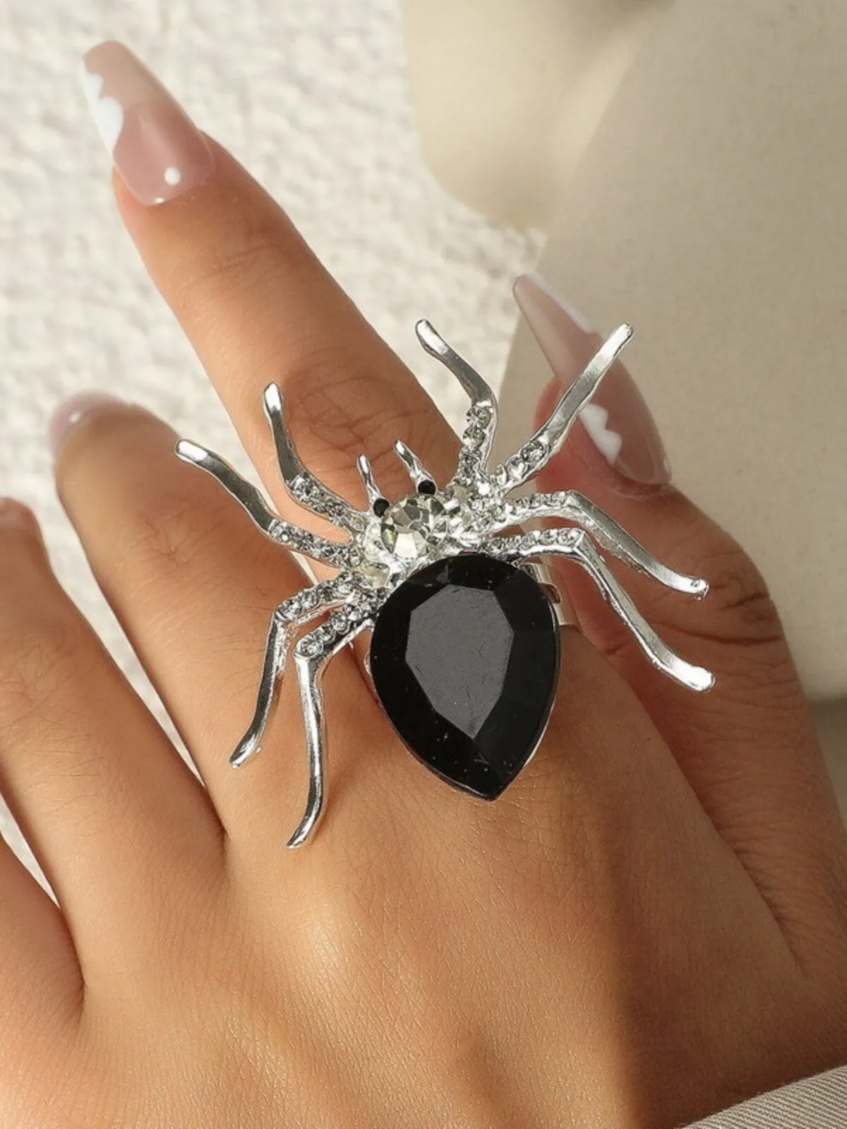 1 PC Adjustable Spider Shape Rhinestone Decor Rings, 1 of 2