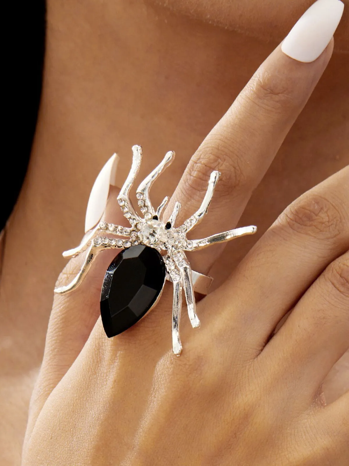 1 PC Adjustable Spider Shape Rhinestone Decor Rings, 2 of 2