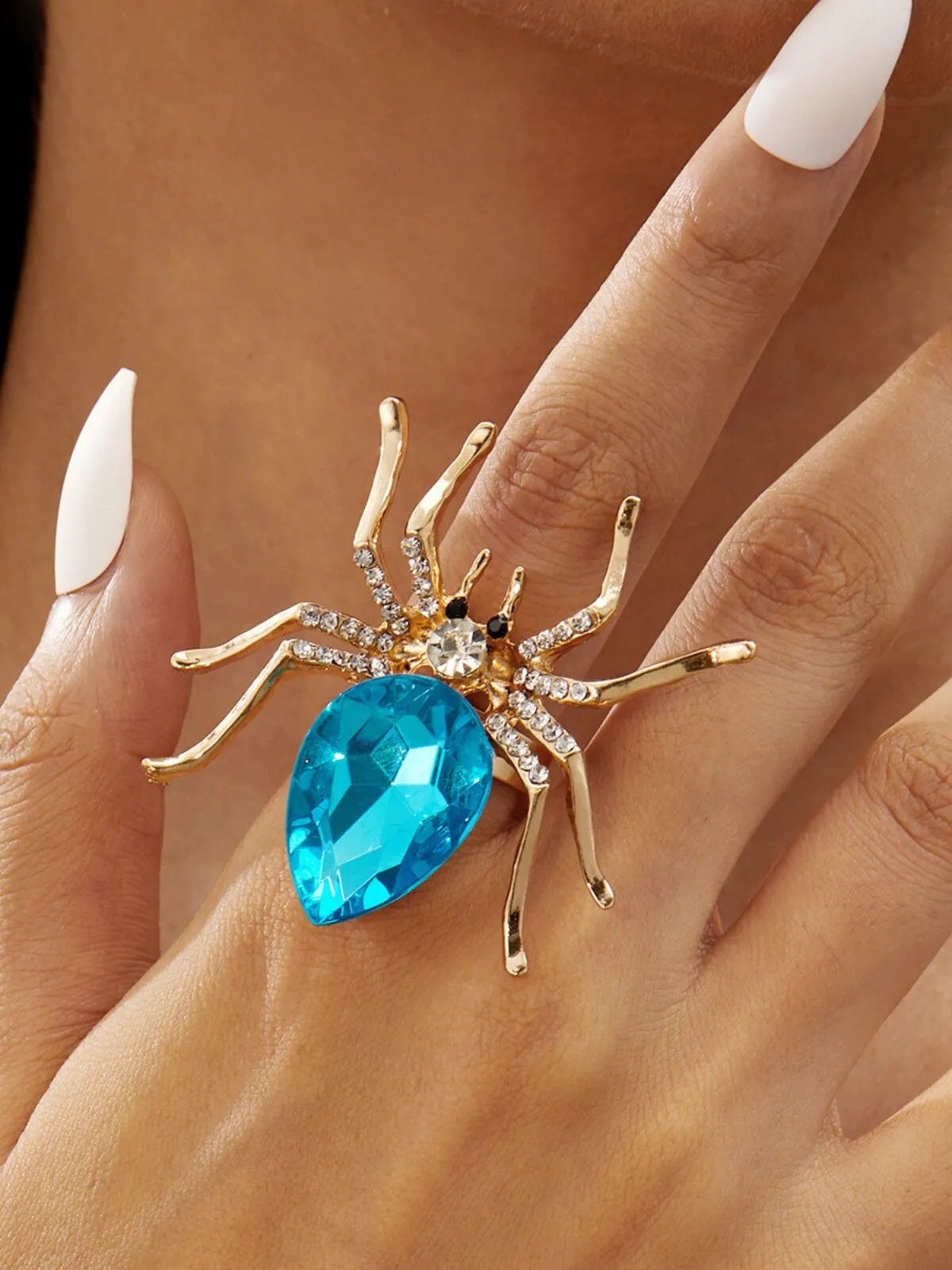 1 PC Adjustable Spider Shape Rhinestone Decor Rings, 1 of 2