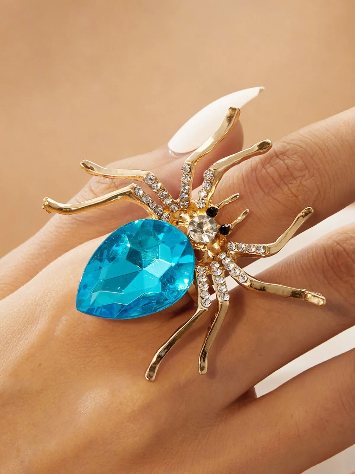 1 PC Adjustable Spider Shape Rhinestone Decor Rings, 2 of 2