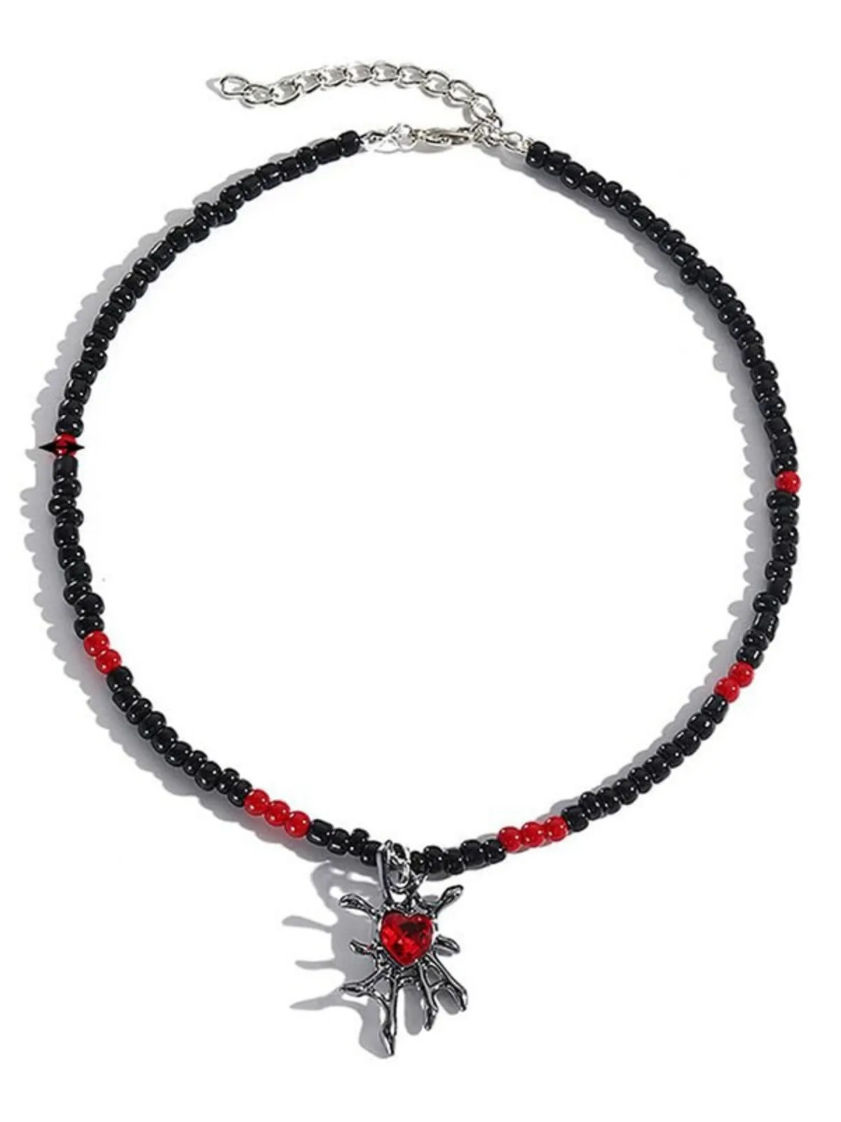 Halloween 1PC Gothic Black Alloy Spider Skull Pendant Stylish Victorian Steampunk Monochromatic Necklace , 1 of 6