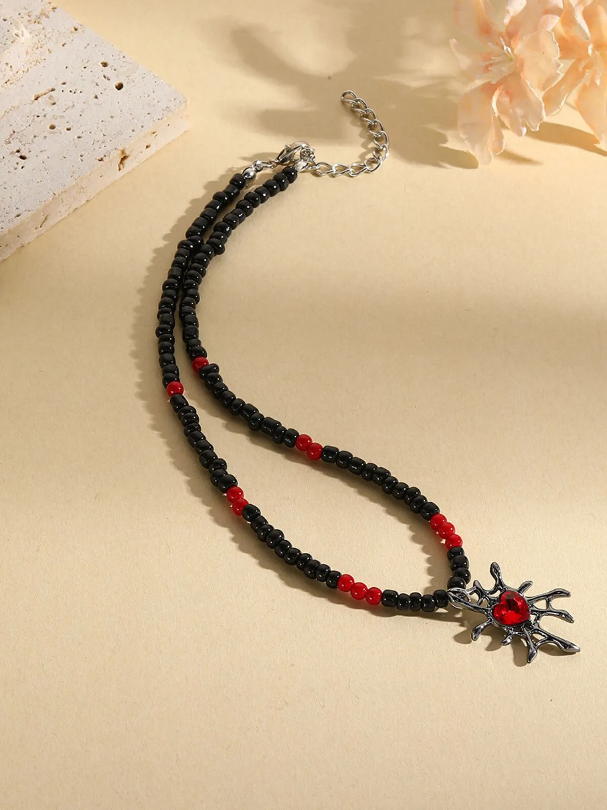 Halloween 1PC Gothic Black Alloy Spider Skull Pendant Stylish Victorian Steampunk Monochromatic Necklace , 3 of 6