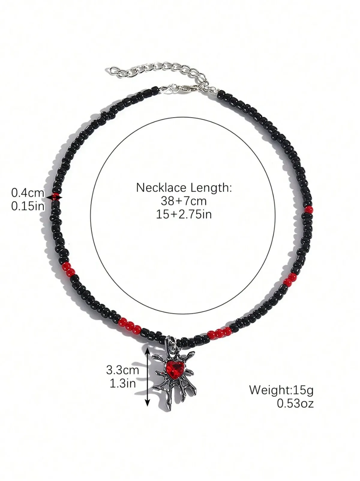 Halloween 1PC Gothic Black Alloy Spider Skull Pendant Stylish Victorian Steampunk Monochromatic Necklace , 6 of 6