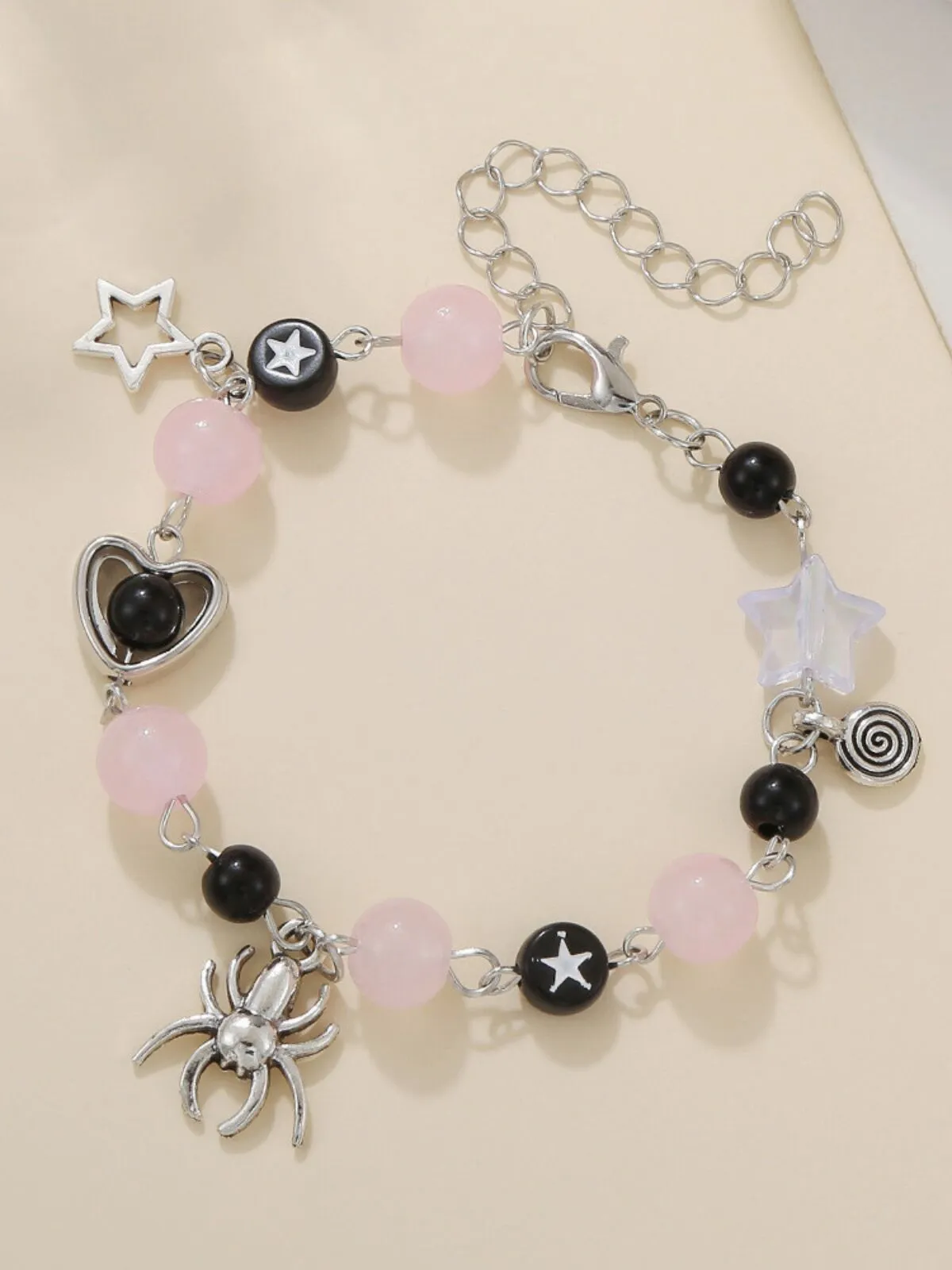 1pc Halloween Spider Natural Stone Resin Beads Friendship Matching Bracelets, 1 of 2