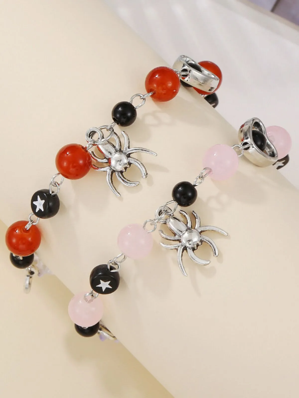 1pc Halloween Spider Natural Stone Resin Beads Friendship Matching Bracelets, 2 of 2