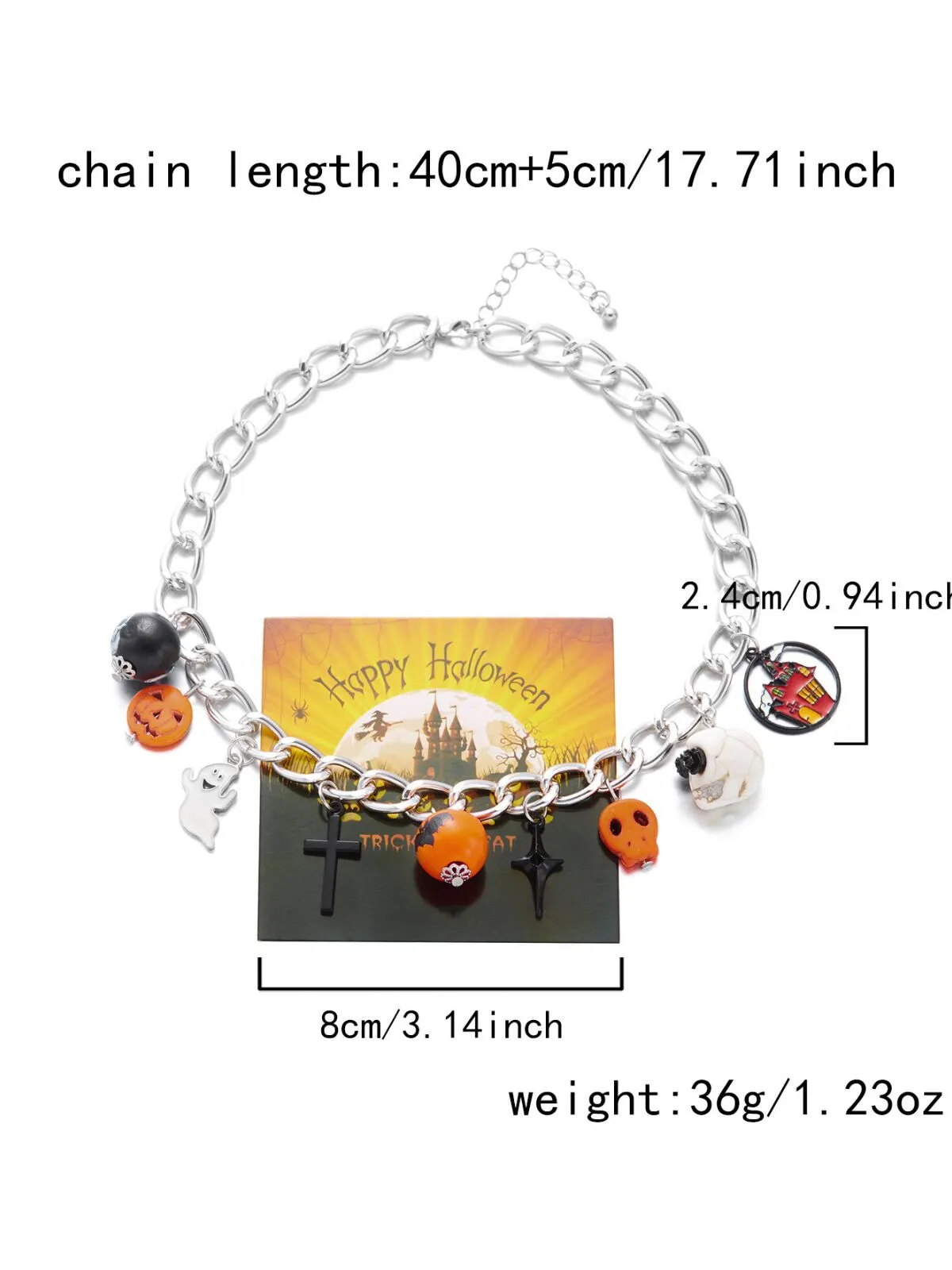 Halloween 1pc Pumpkin and Bat Necklace, 2 of 6