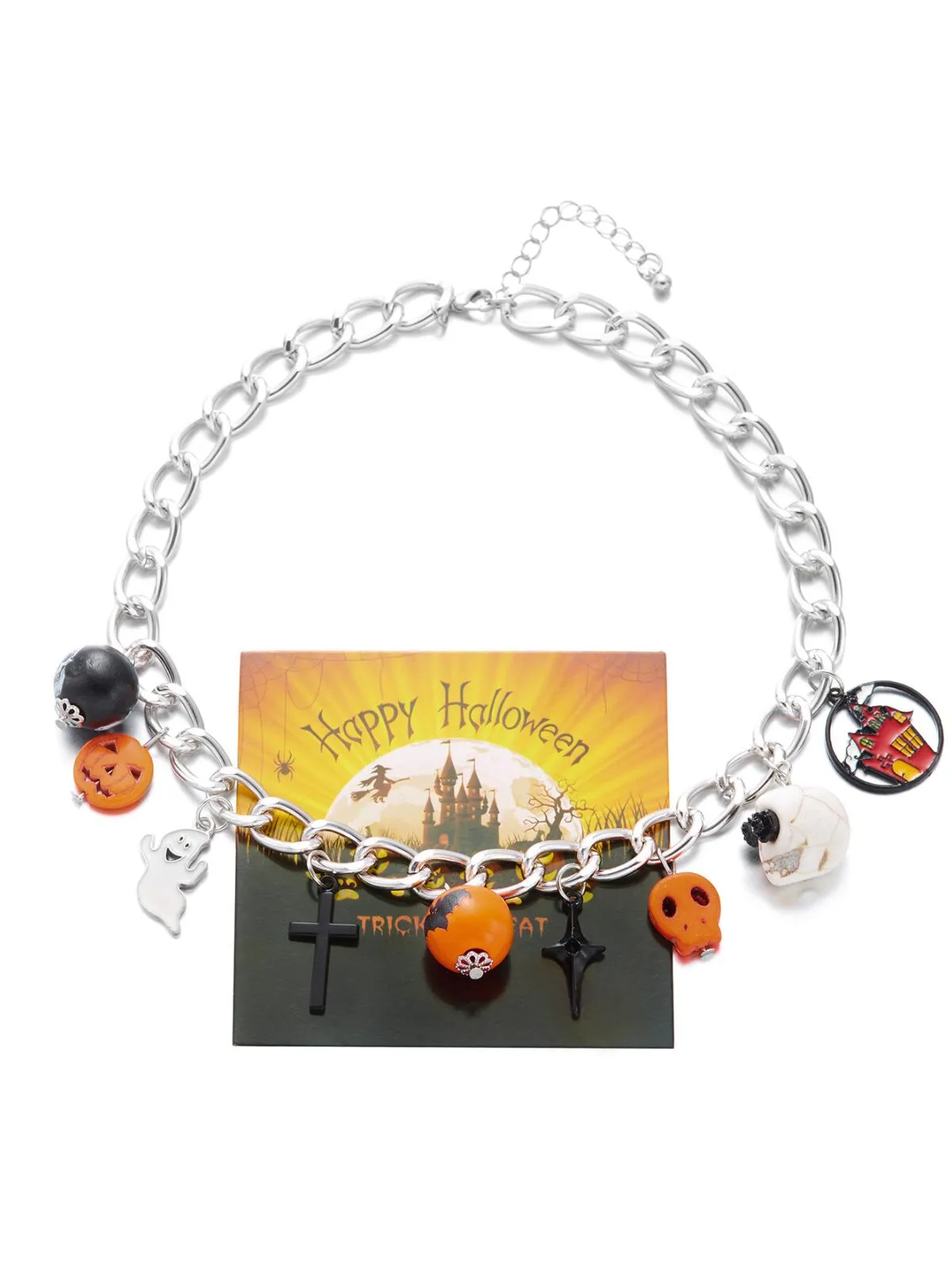 Halloween 1pc Pumpkin and Bat Necklace, 6 of 6