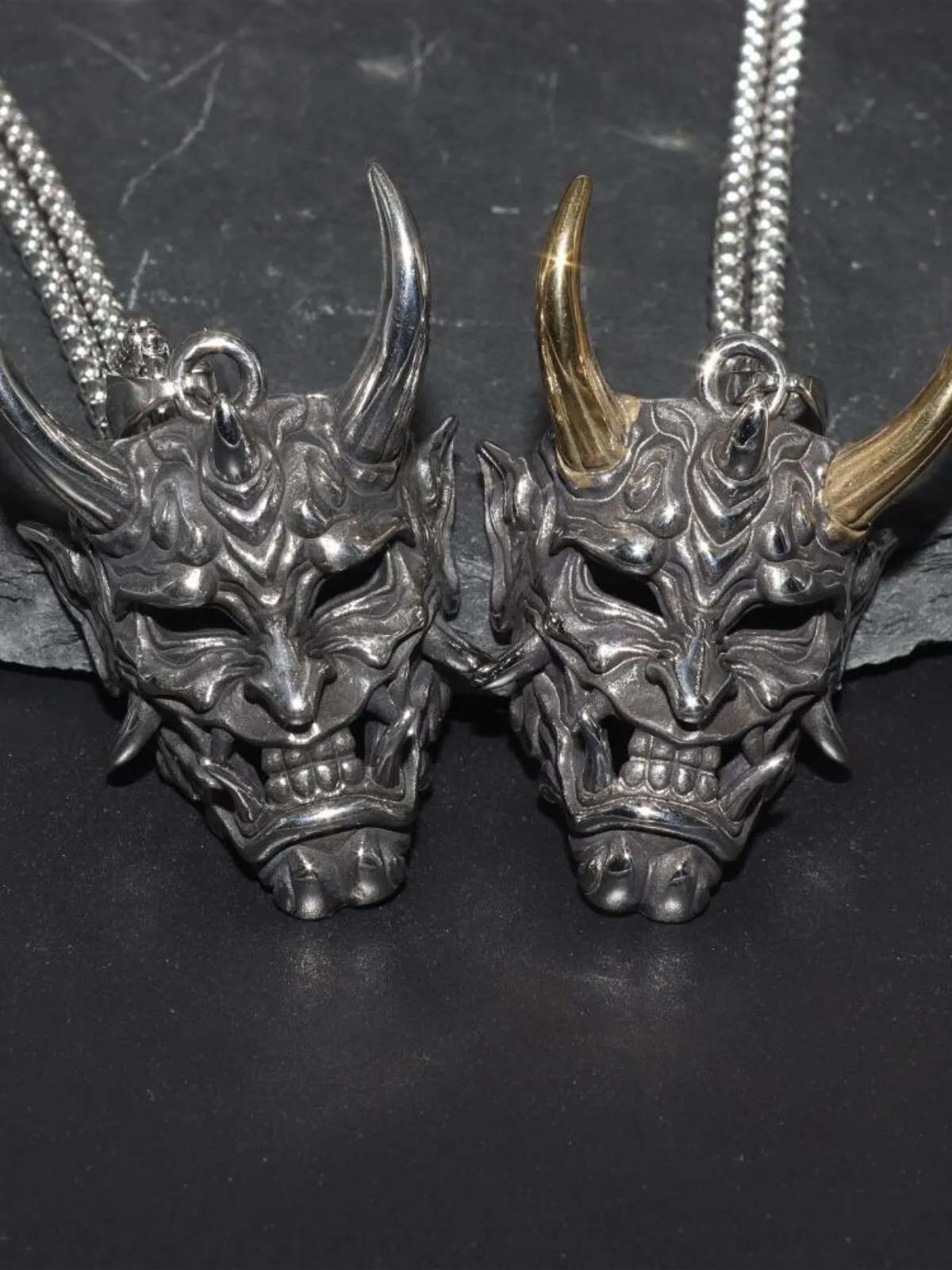 Halloween 1pc Devil Mask Gothic Skull pendant Masquerade Party Necklace, 3 of 4