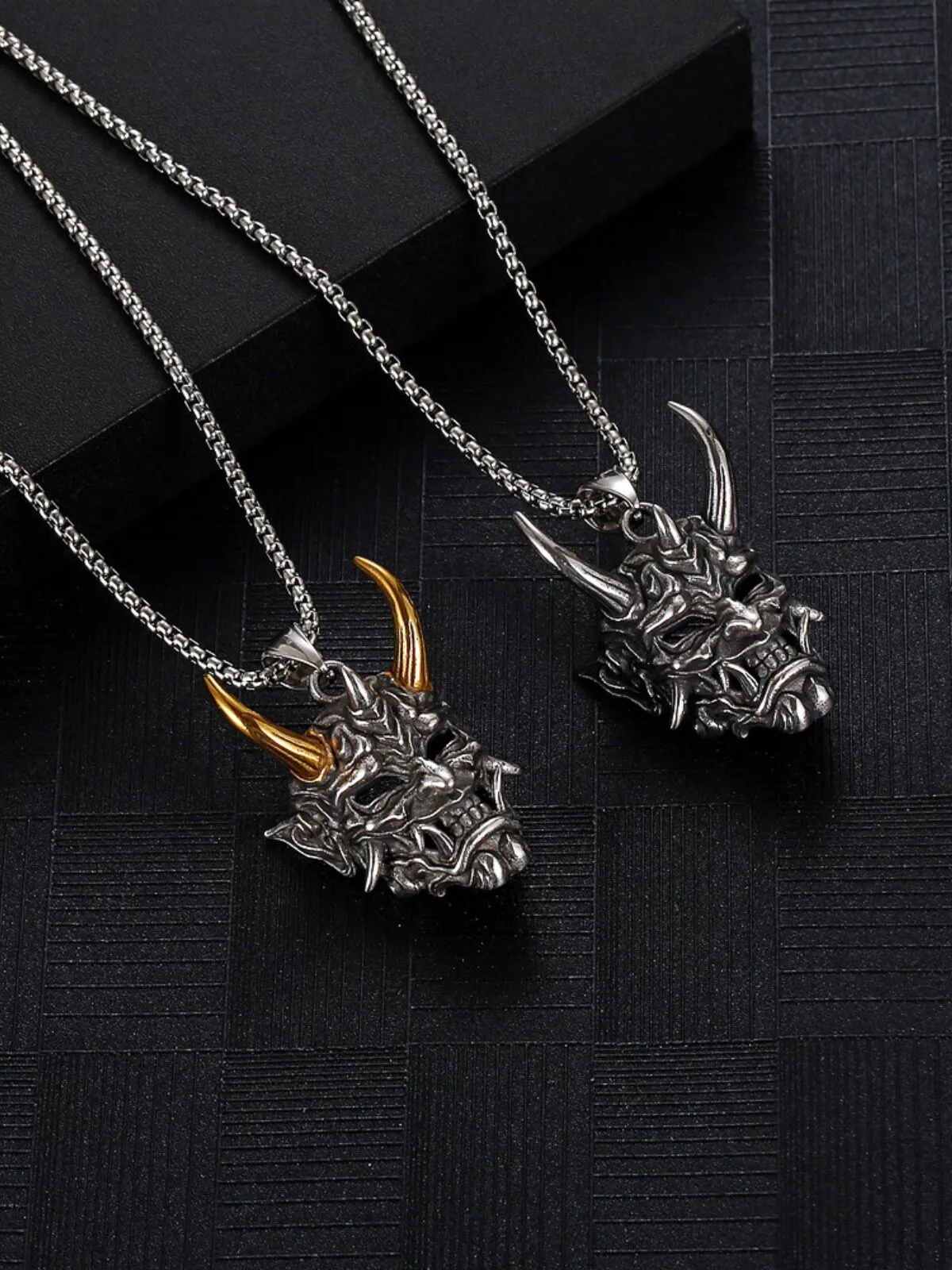 Halloween 1pc Devil Mask Gothic Skull pendant Masquerade Party Necklace, 4 of 4