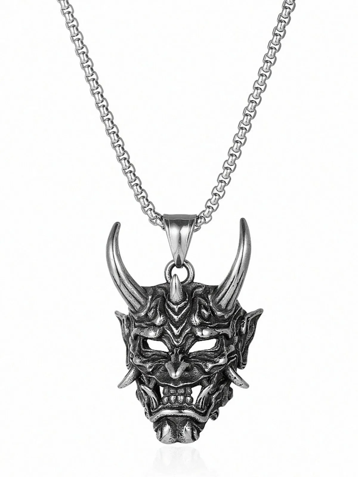 Halloween 1pc Devil Mask Gothic Skull pendant Masquerade Party Necklace, 1 of 4