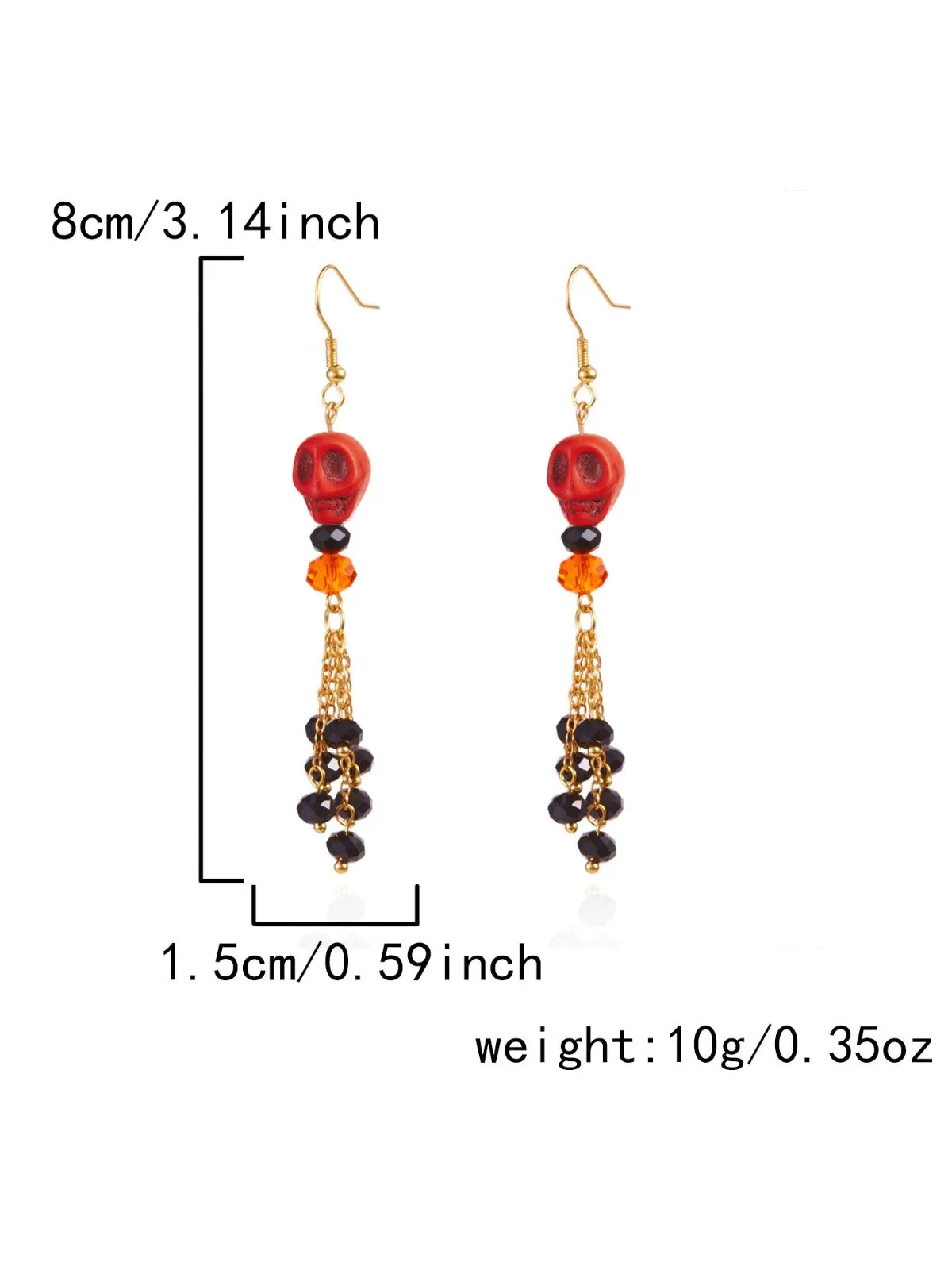 Halloween 1 Pair Retro Skull Tassel Earrings, 2 of 5