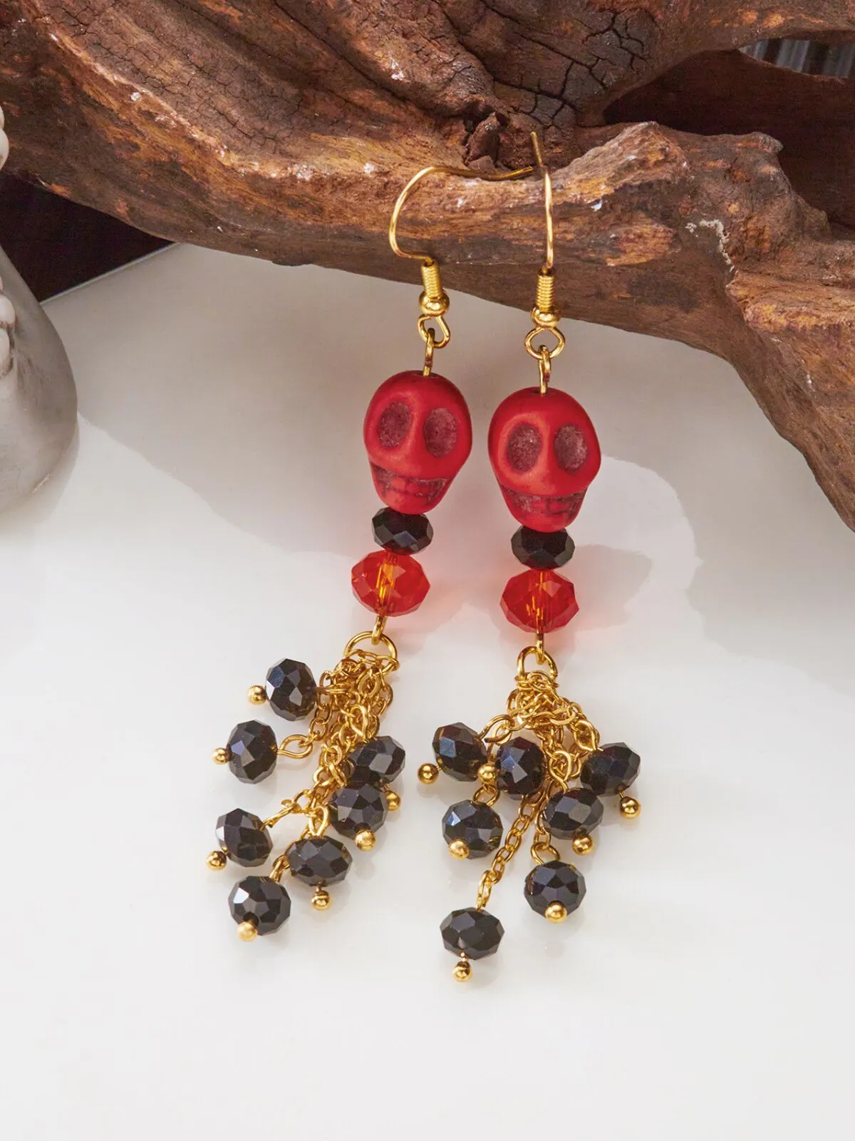 Halloween 1 Pair Retro Skull Tassel Earrings, 3 of 5