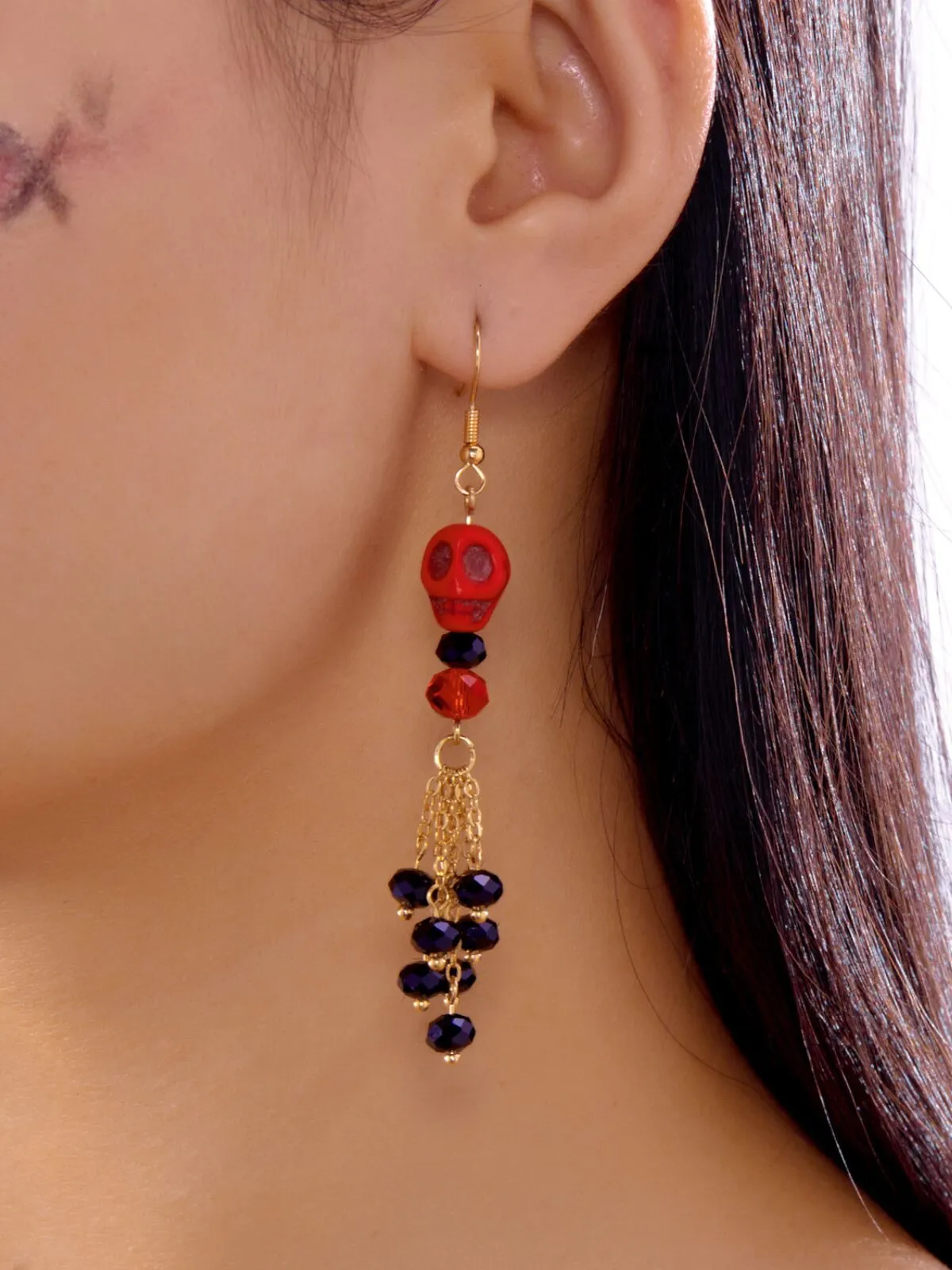 Halloween 1 Pair Retro Skull Tassel Earrings, 5 of 5