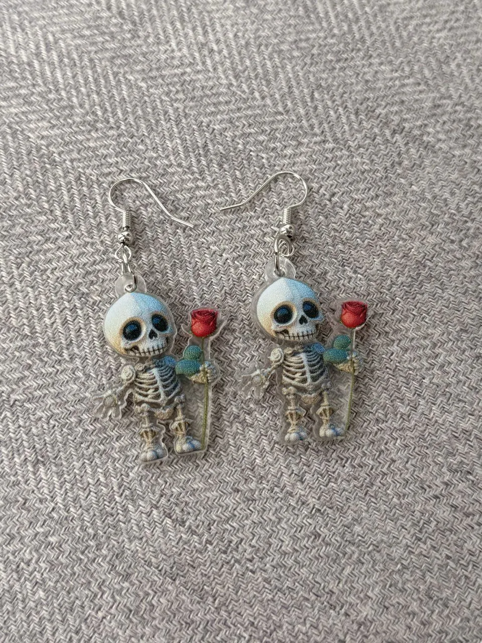 1 Pair Halloween Skeleton Head Ghost Pendant Acrylic Fashion Creative Earrings, 1 of 2