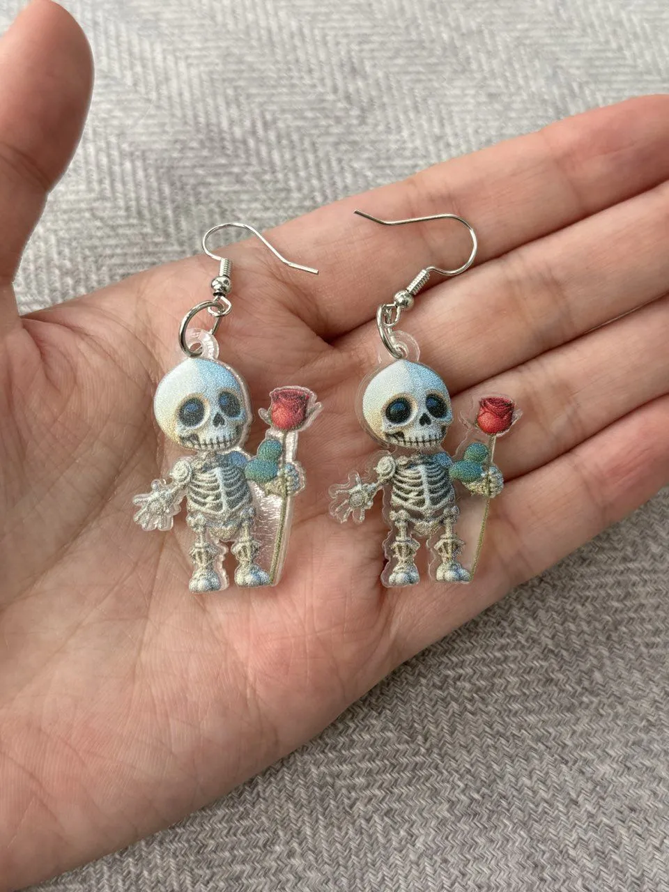 1 Pair Halloween Skeleton Head Ghost Pendant Acrylic Fashion Creative Earrings, 2 of 2