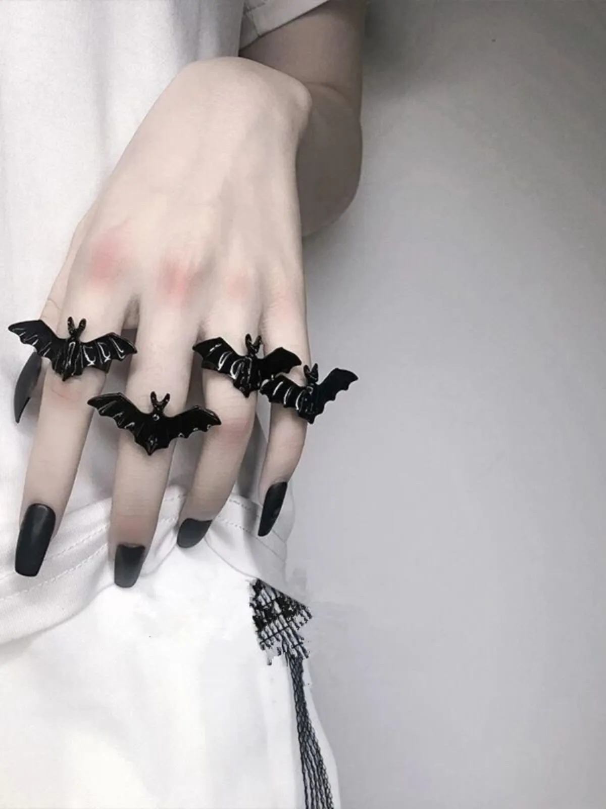  1PC Halloween Dark Gothic Role Playing Party Bat Adjustable Unisex Open Rings, 3 of 5