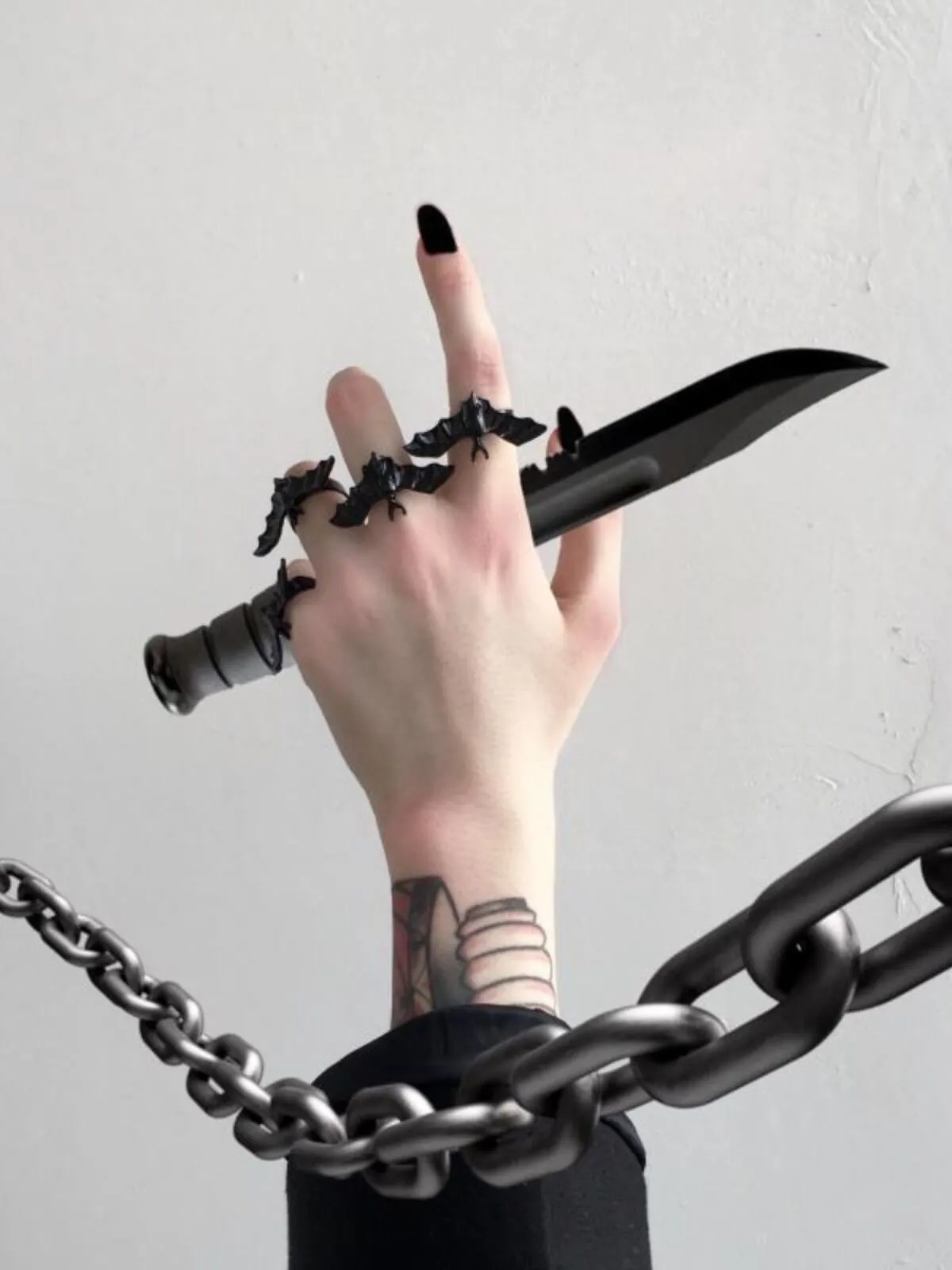  1PC Halloween Dark Gothic Role Playing Party Bat Adjustable Unisex Open Rings, 4 of 5