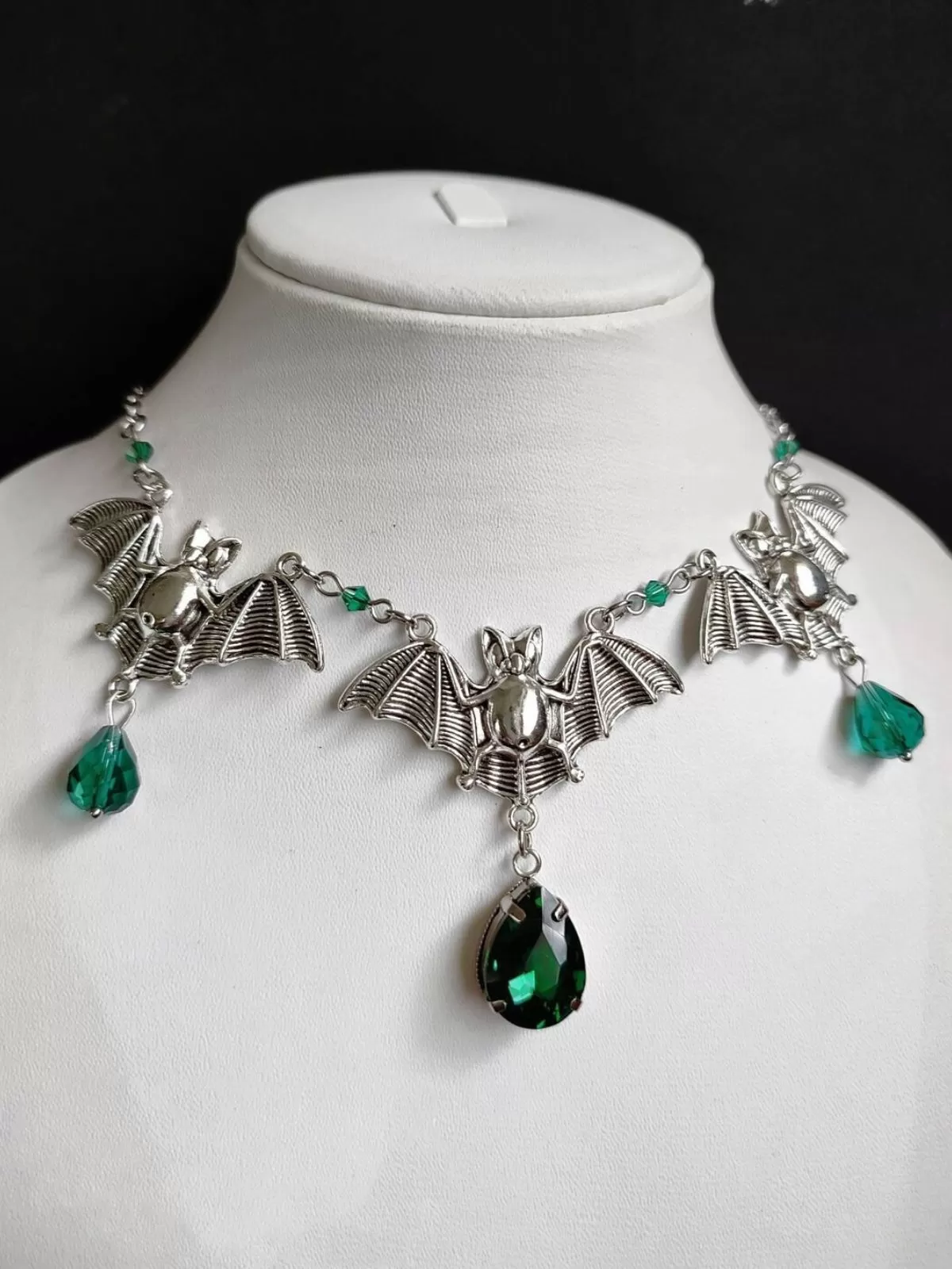 Halloween Gothic Punk Vampire Bat Bloody Crystals Necklace, 1 of 1