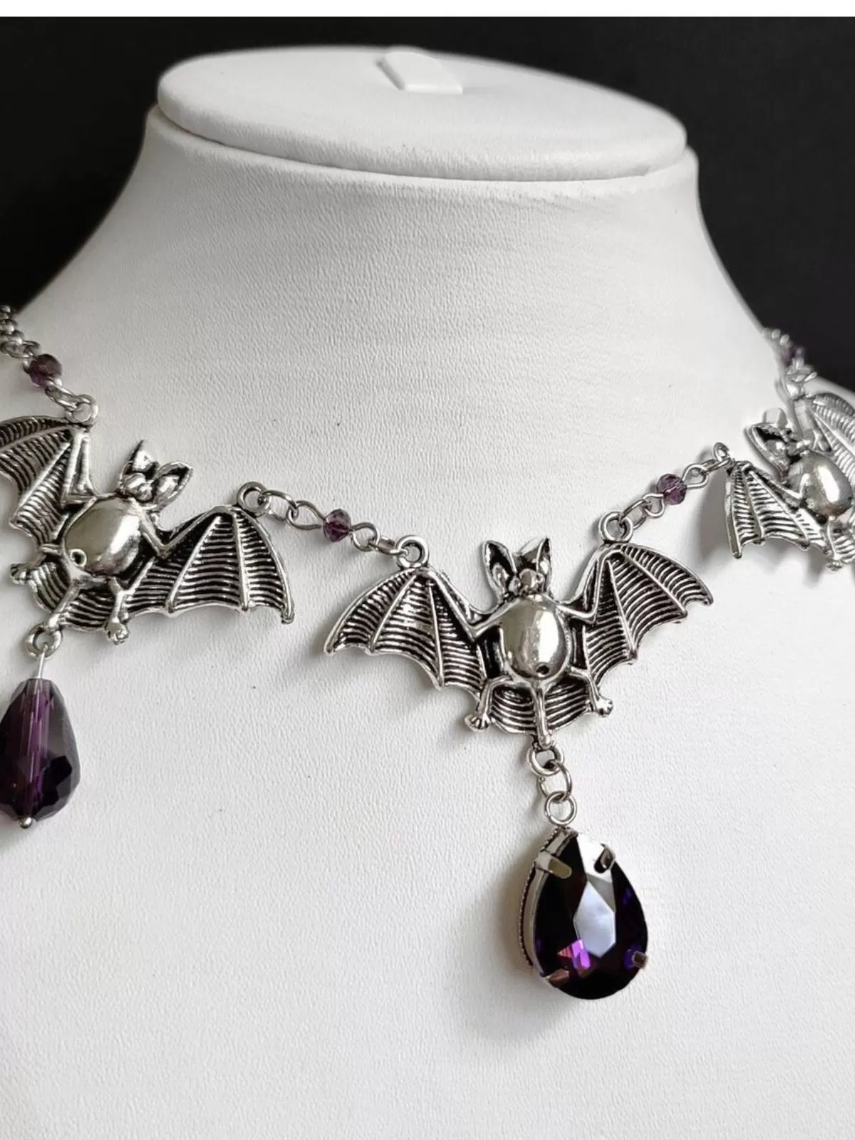 Halloween Gothic Punk Vampire Bat Bloody Crystals Necklace, 1 of 1