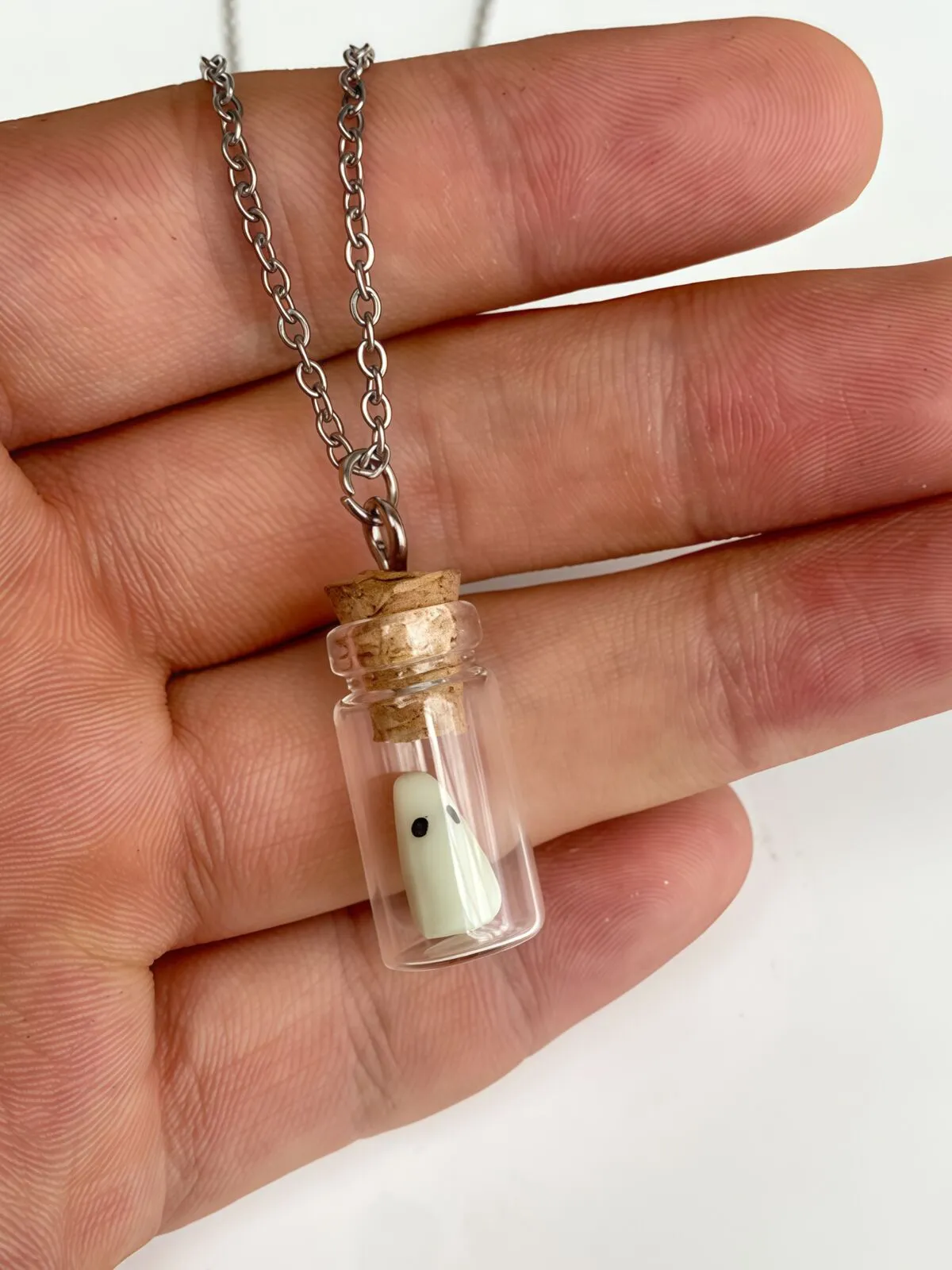 1 Pair Halloween White Specter in Glass Bottle Dangle Jewelry Party Ornament Earring, 4 of 6