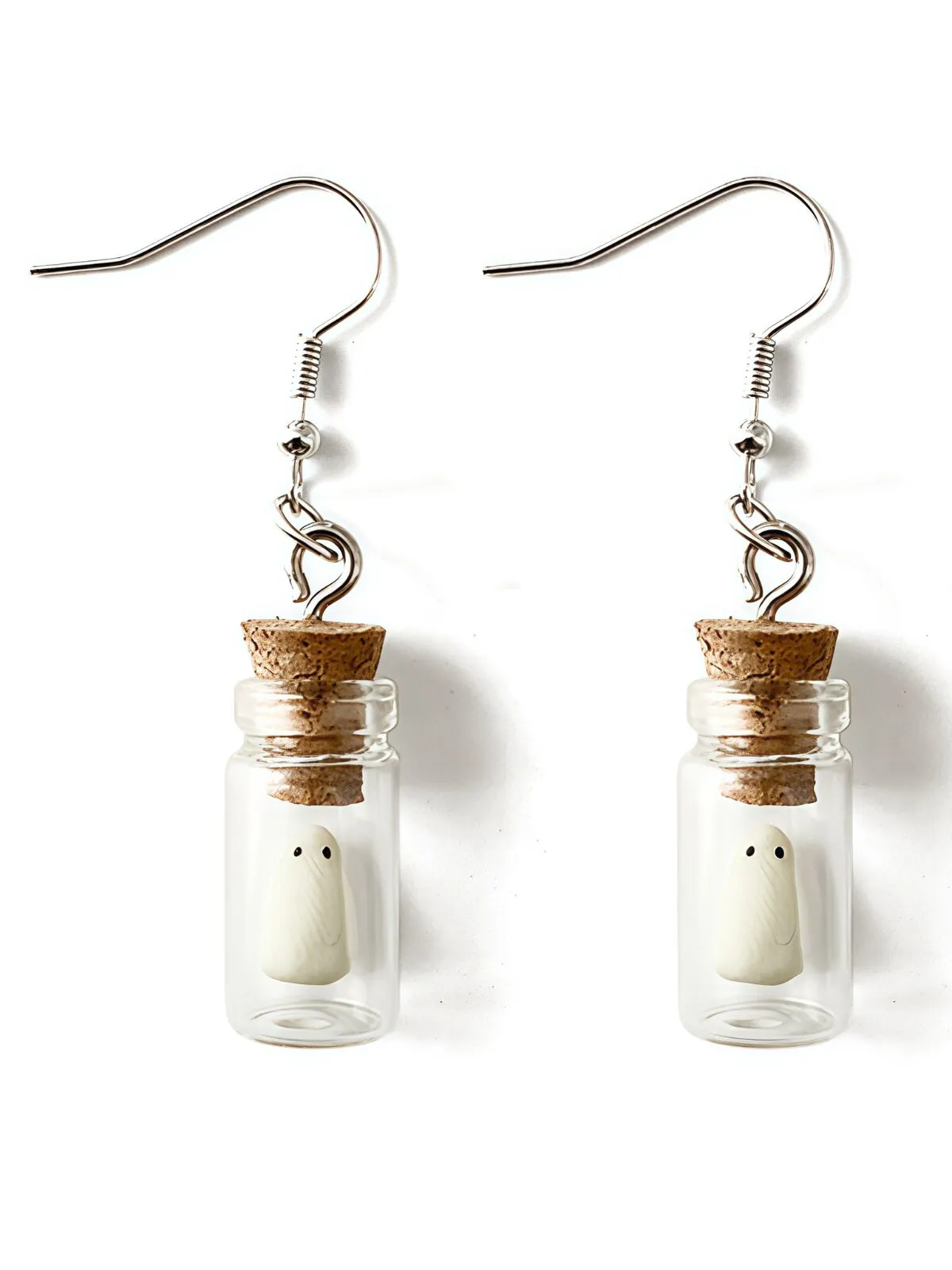 1 Pair Halloween White Specter in Glass Bottle Dangle Jewelry Party Ornament Earring, 6 of 6