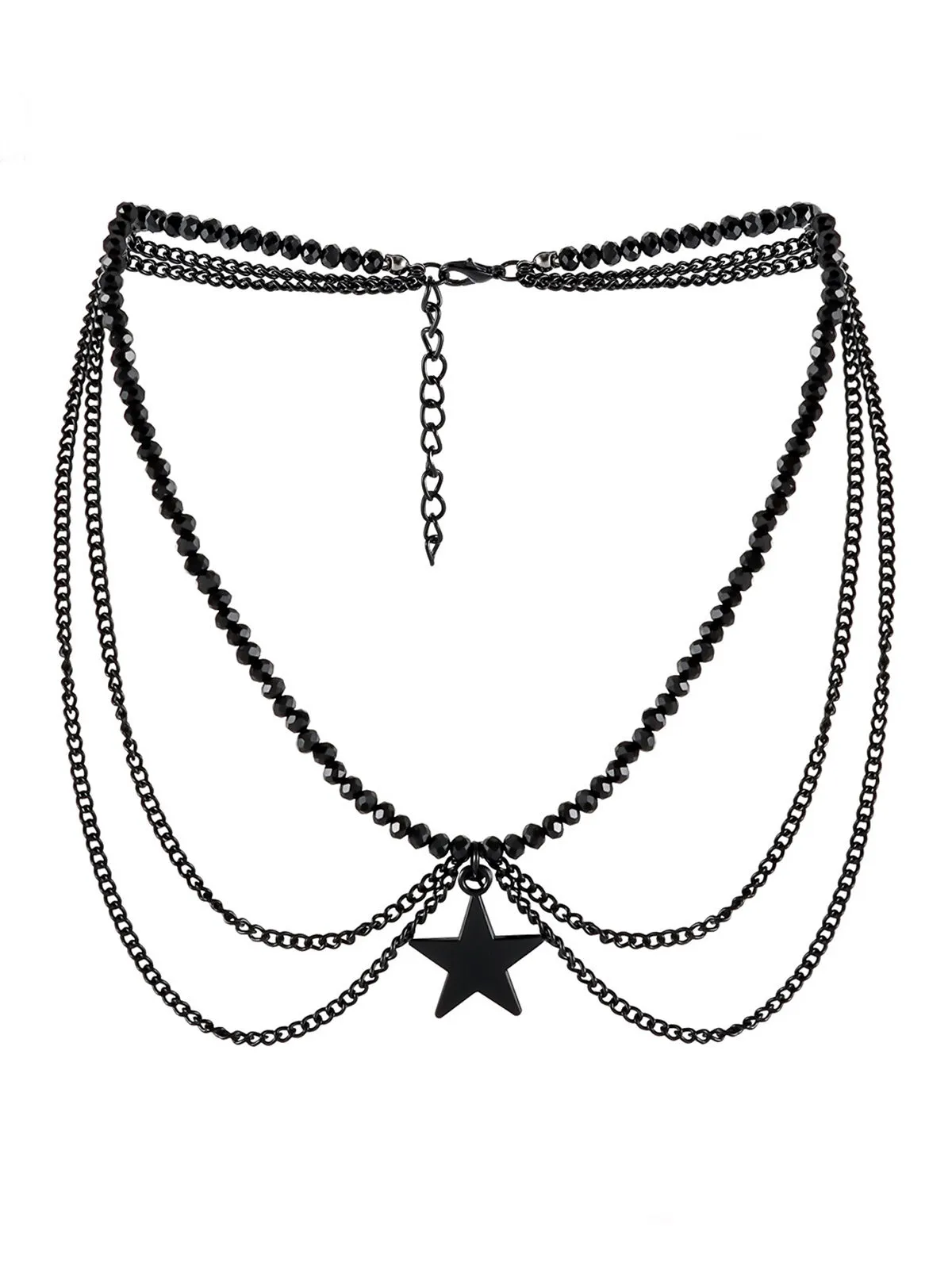 Halloween 1pc Gothic Star Charm Dark Fashion Quality Multilayer Tassel Club Night Going Out Party Jewelry Necklace, 2 of 2