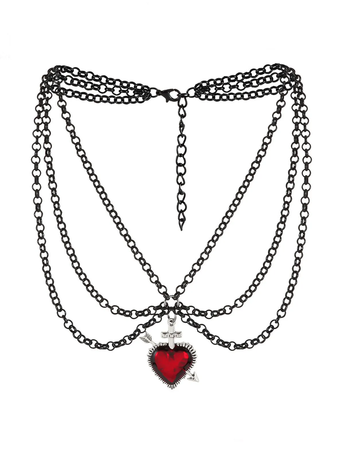 Halloween 1pc Gothic Retro Heart Shaped Iron Wholesale Layered Necklaces, 2 of 2