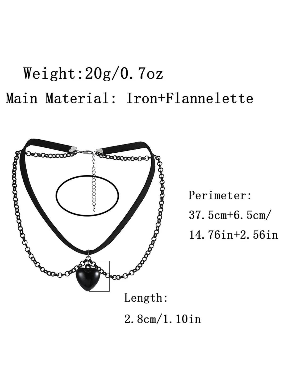 Halloween 1pc Gothic Style Personalized Leather Choker Multi-Layered Chain Tassel Heart-Shaped Pendant Necklace, 8 of 8