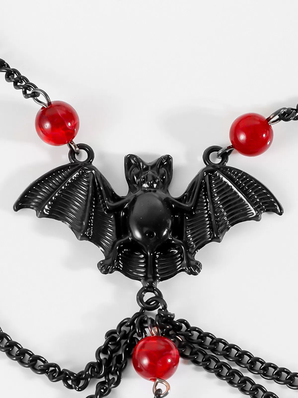 Halloween 1pc Gothic Multilayer Red Beads Bat Necklace, 6 of 8