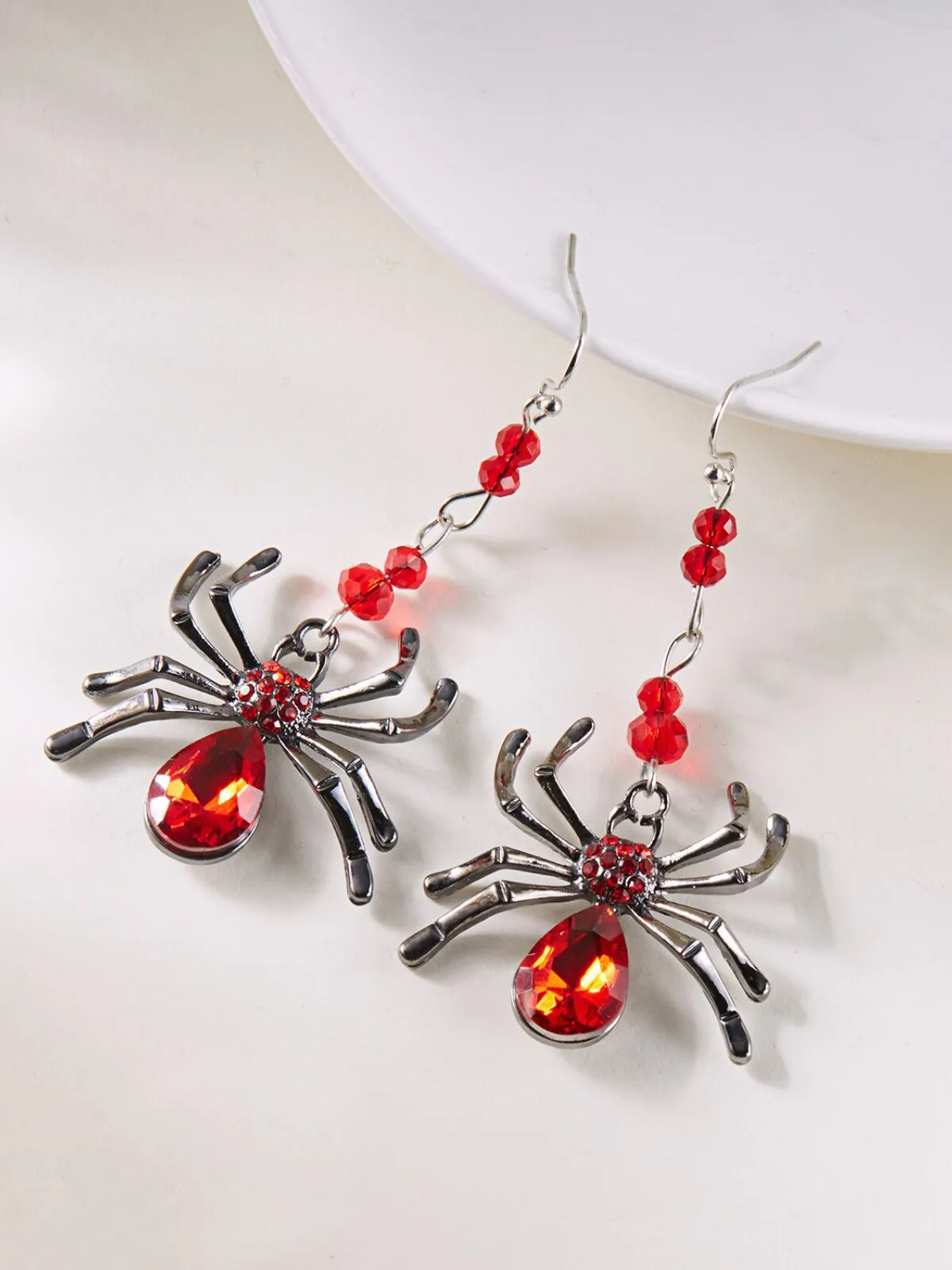 1 Pair Spider Halloween Red Fashion Jewelry Spider Earrings, 3 of 4