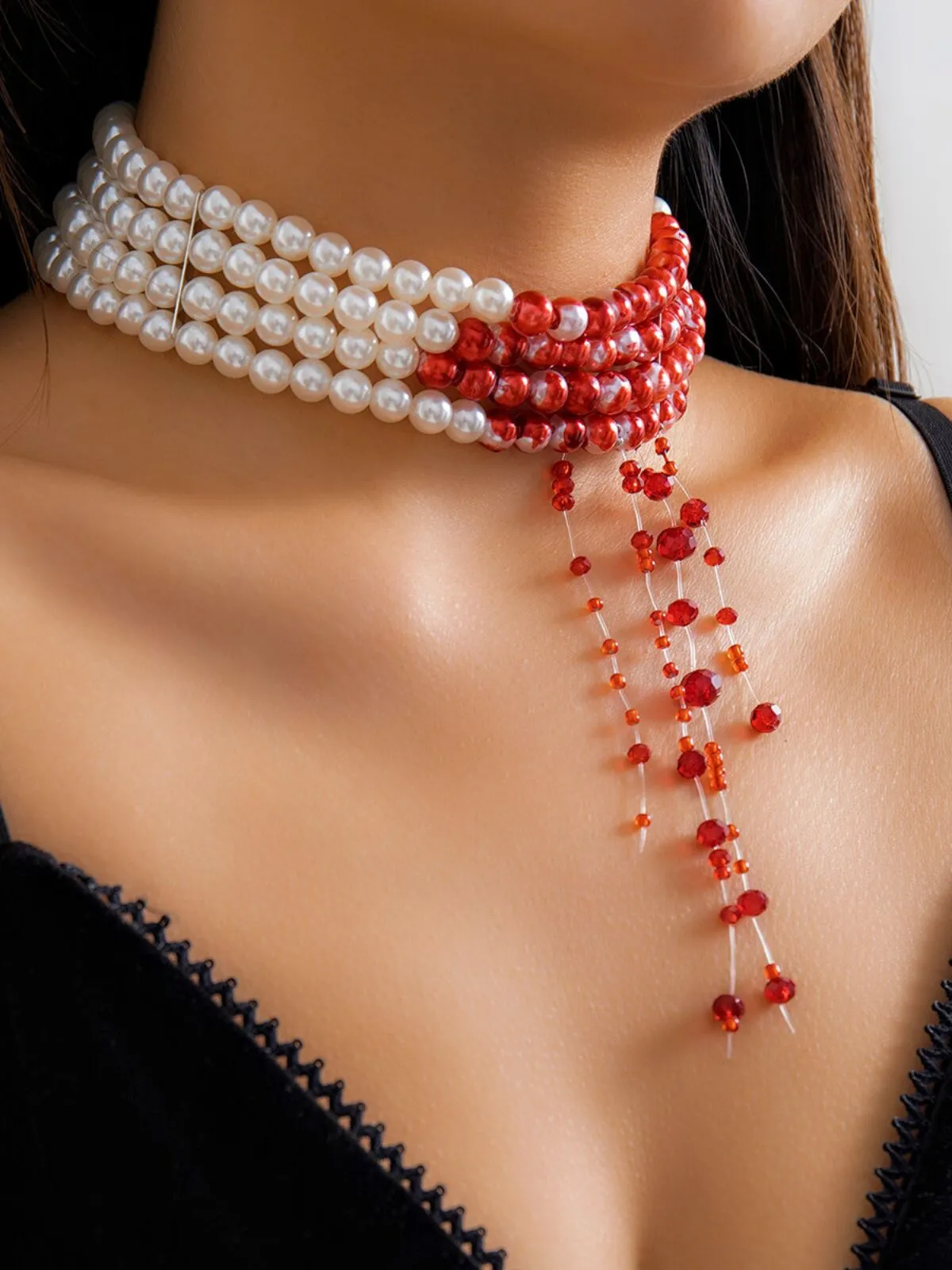 Halloween 1pc Blood Pearl Necklace , 1 of 5