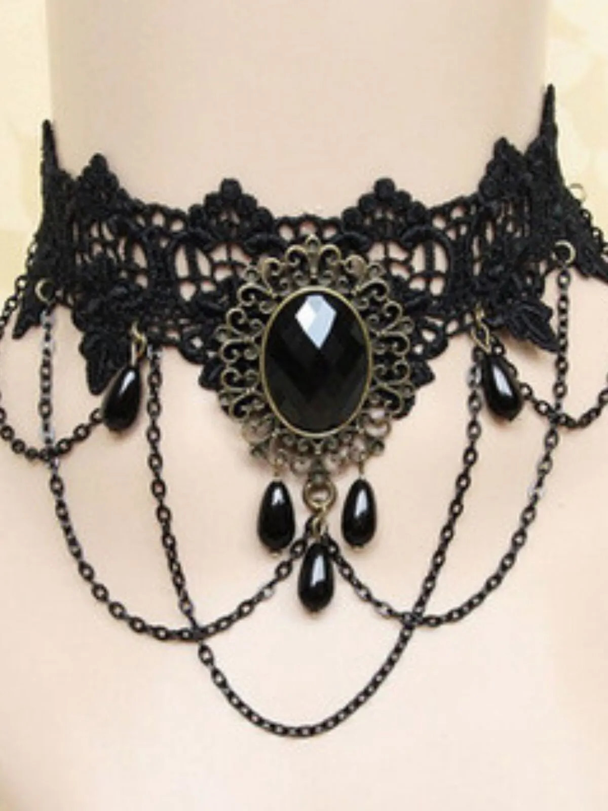Halloween 1pc Elegant Gothic Black Lace Choker Necklace, 1 of 1