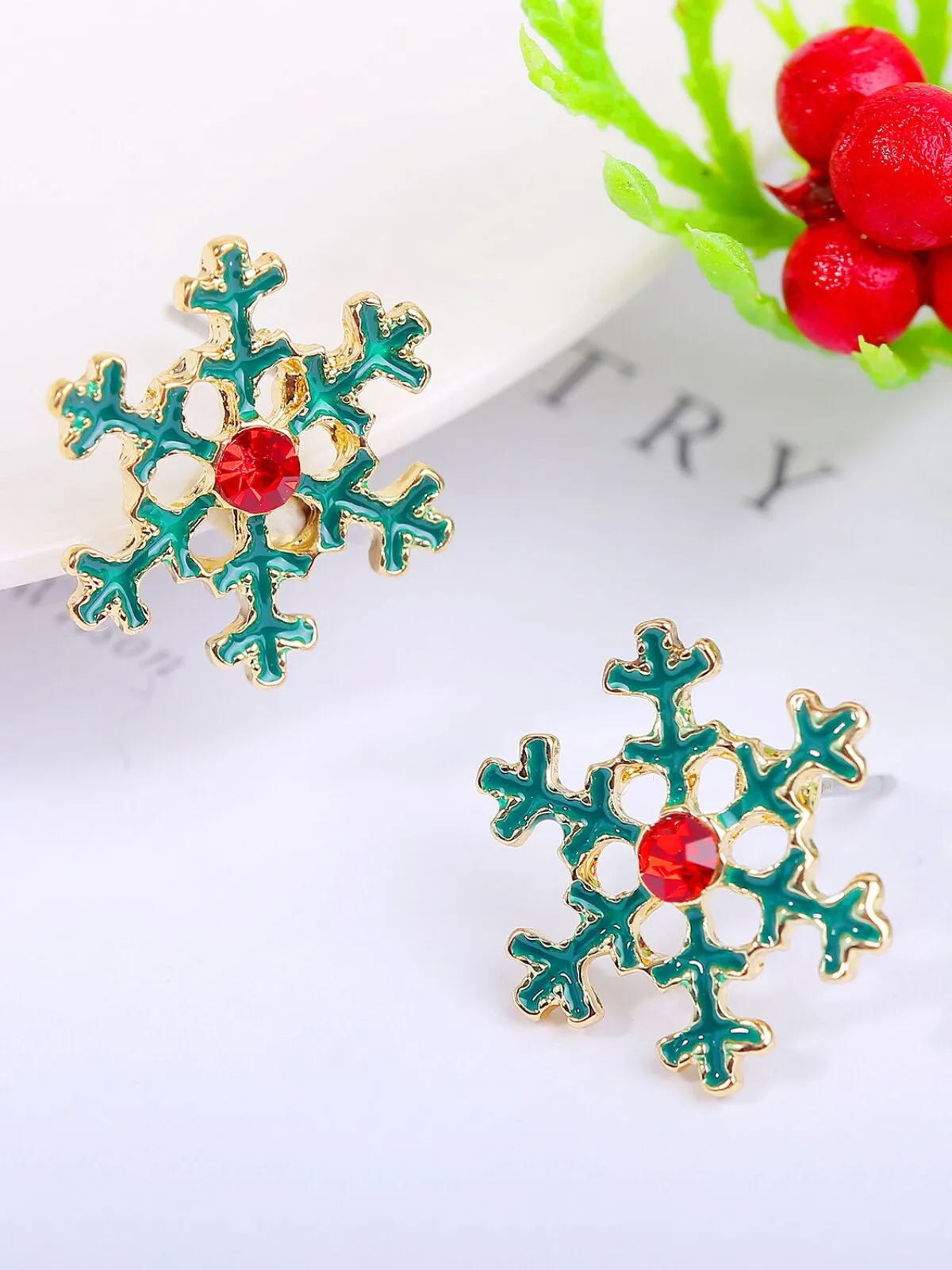 Christmas 1 Pair Alloy Snowflake Earring, 1 of 3