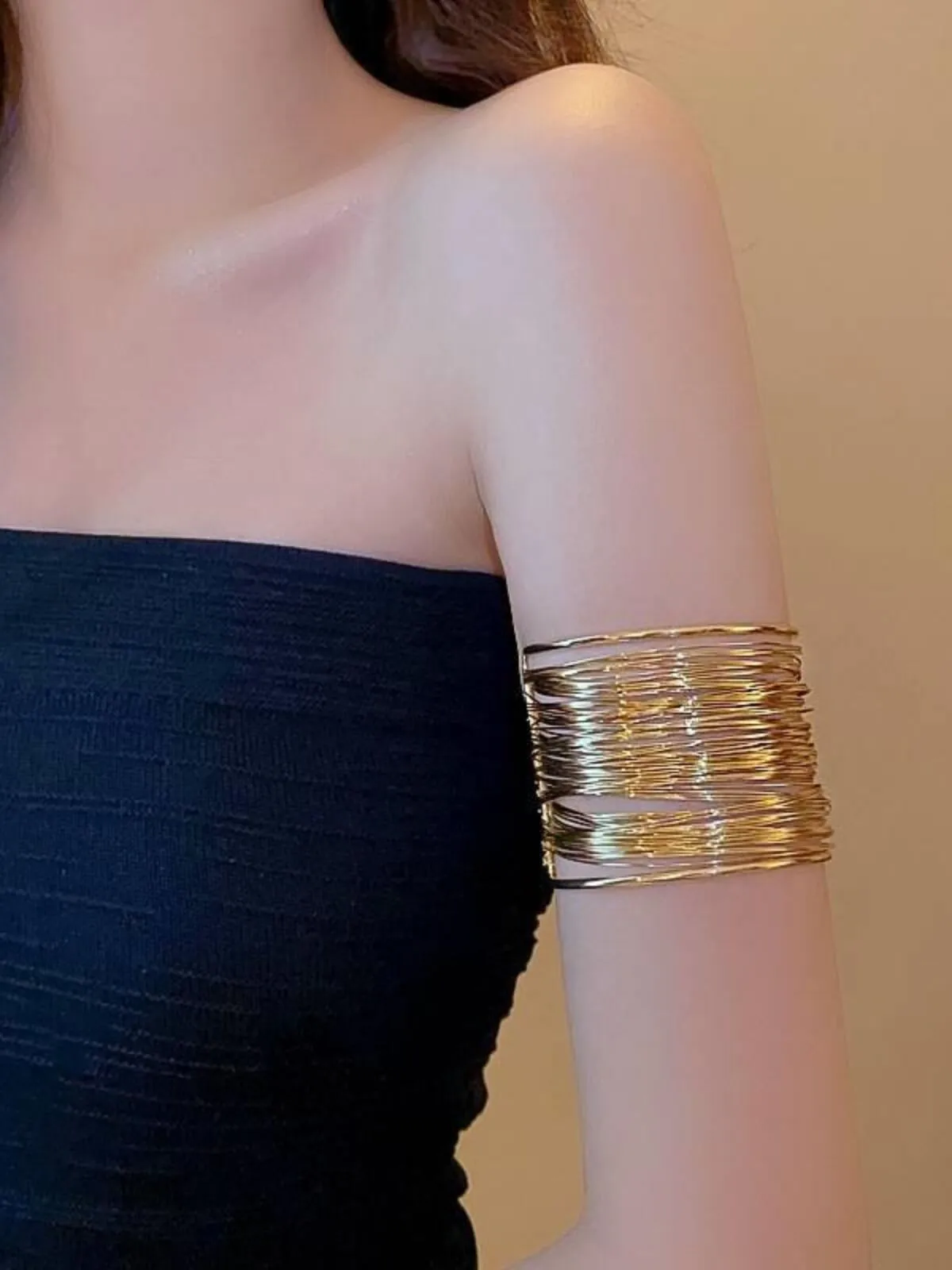 Elegant Style 1pc Copper Multi Layered Metal Wire Cuff Bracelet, 3 of 4