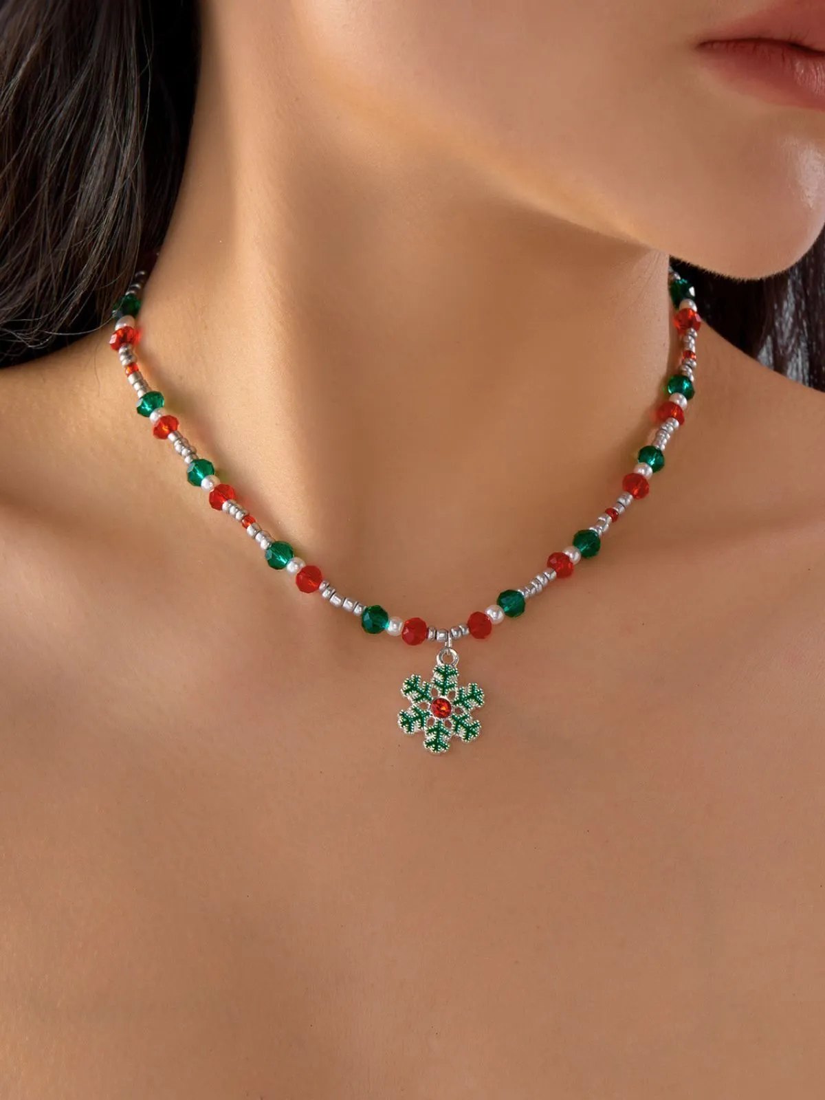 Christmas 1pc Themed Snowflake Pendant Necklace, 3 of 6